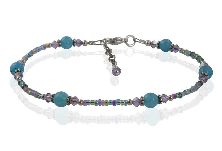 Aqua Dreams Gemstone Beaded Anklet - Handmade Bohemian Ankle Bracelet with Healing Crystals | Perfect for Beach, Yoga & Summer Outfits