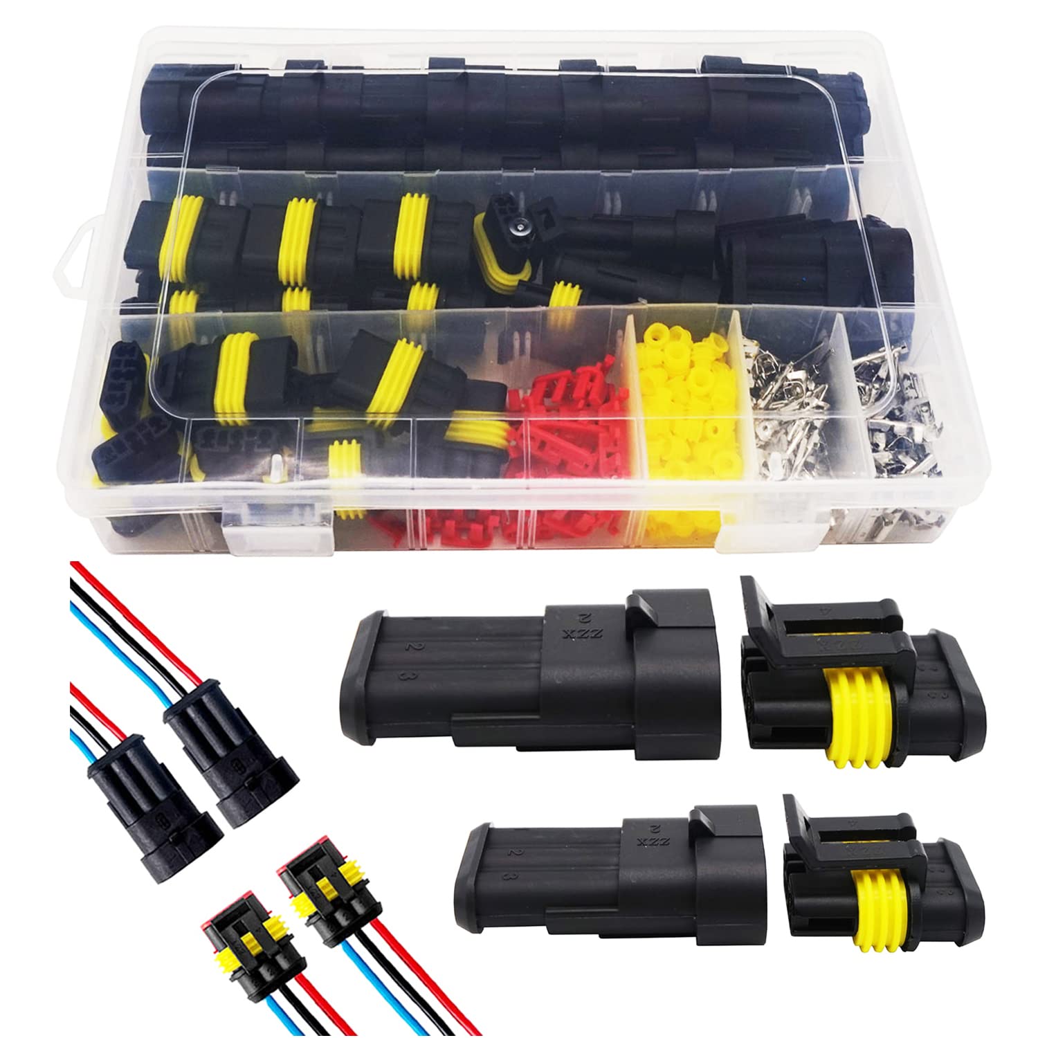 20 Pcs 3 Pin Automotive Electrical Connectors - Waterproof Quick Connect Wire Terminals for Car, Truck, Boat & RV Wiring - 3 Way Electrical Connectors Kit for DIY Repairs & Vehicle Maintenance