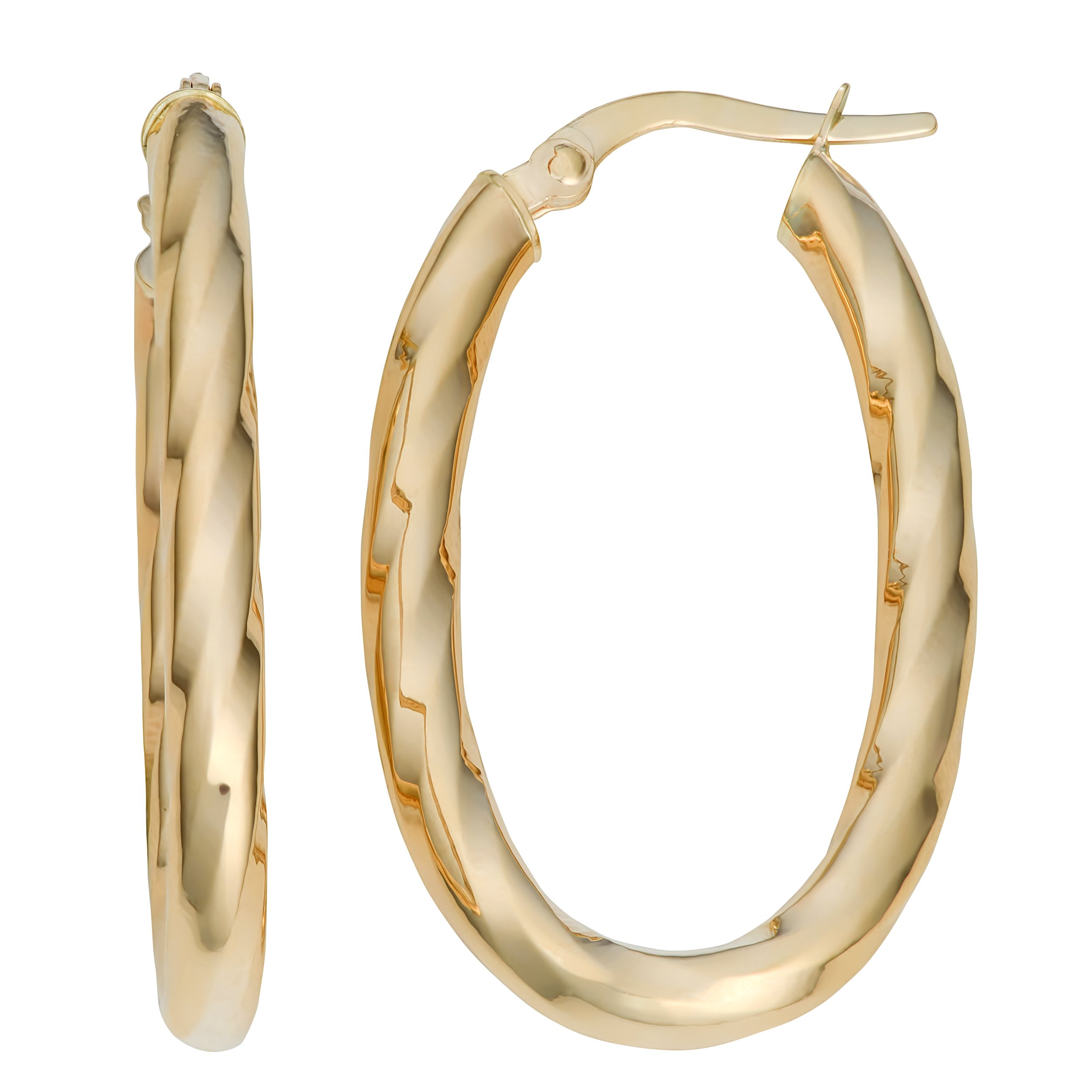 14K Yellow Gold 3mm High Polish Oval Hoop Earrings for Women - Elegant Everyday & Special Occasion Jewelry Gift