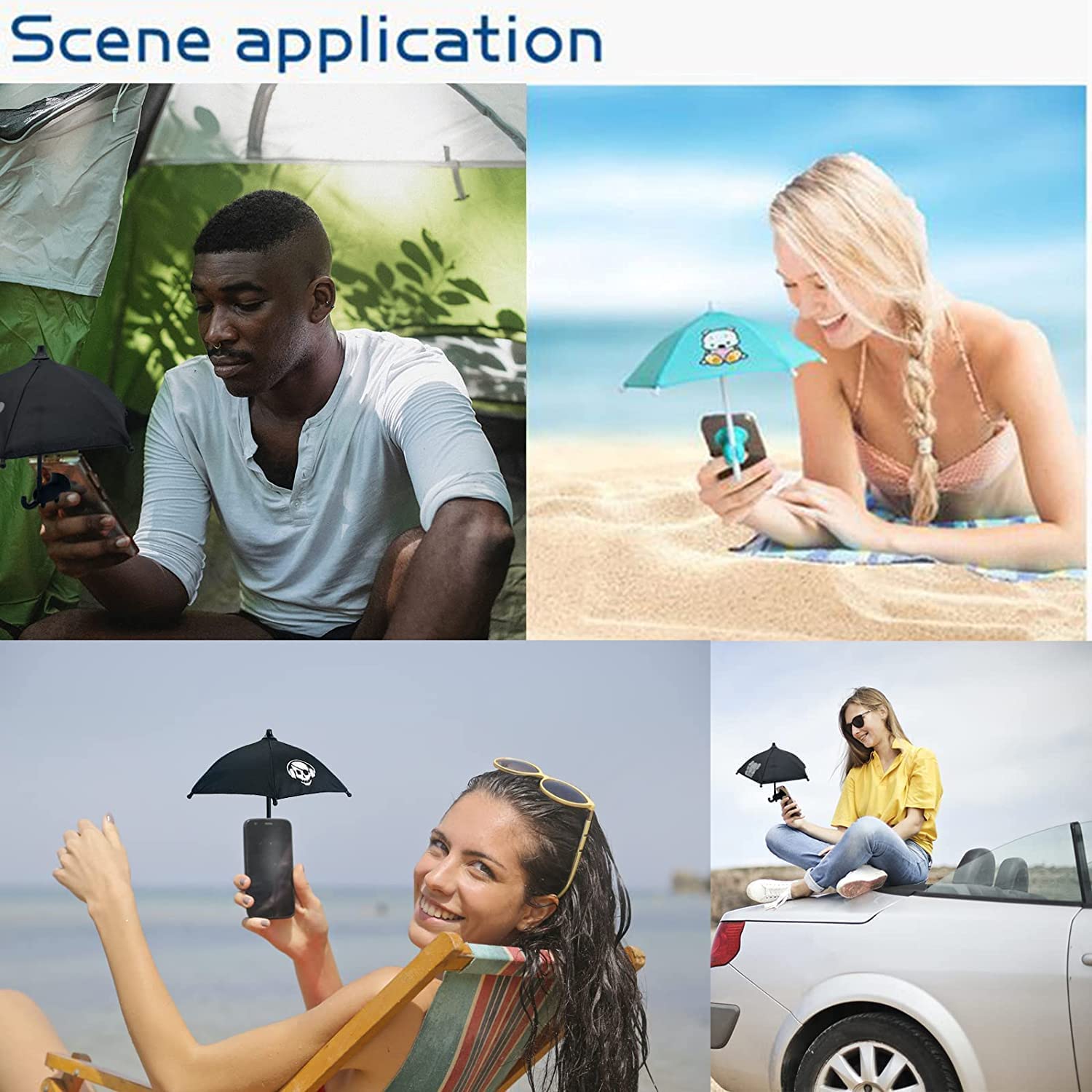 Universal Adjustable Phone Umbrella Stand with Suction Cup Mount - Sun Shade Cover & Sun Shield for Smartphones (Black) | Perfect for Outdoor Activities, Beach, Travel, and Sun Protection