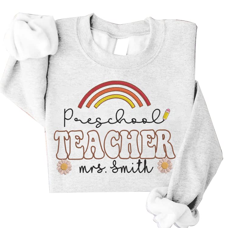 NAZENTI Custom Embroidered Teacher Sweatshirt - Personalized Name Hoodie for Women Educators | Thoughtful Teacher Appreciation Gift for Classroom, School Events & Everyday Wear