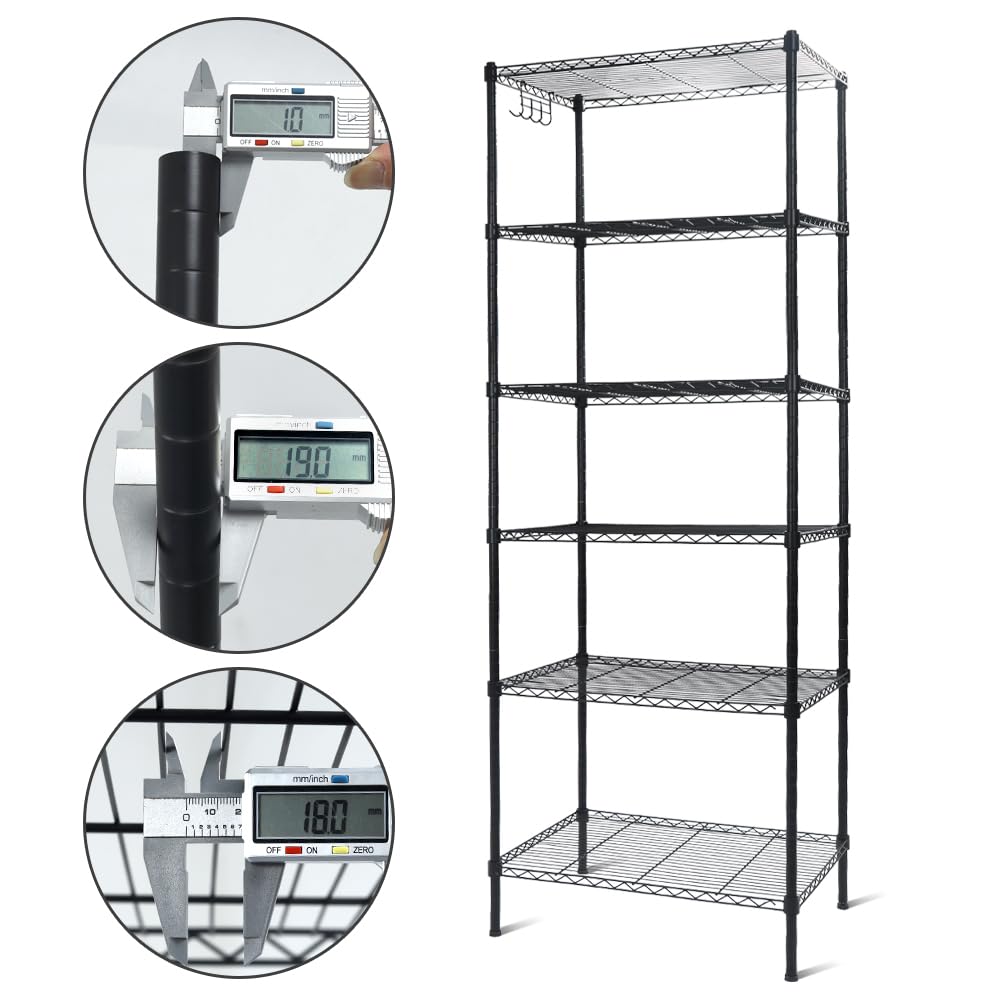 Clucycia 2-in-1 Adjustable 6-Tier Wire Shelving Unit - Convertible to 3-Tier Shelves (29.52