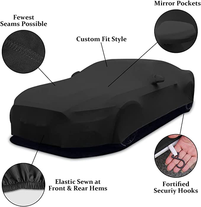WinPower Indoor Car Cover - Stretchable Dustproof Full Car Protection for Underground Garage & Car Shows - Black | Perfect for Indoor Storage & Vehicle Display