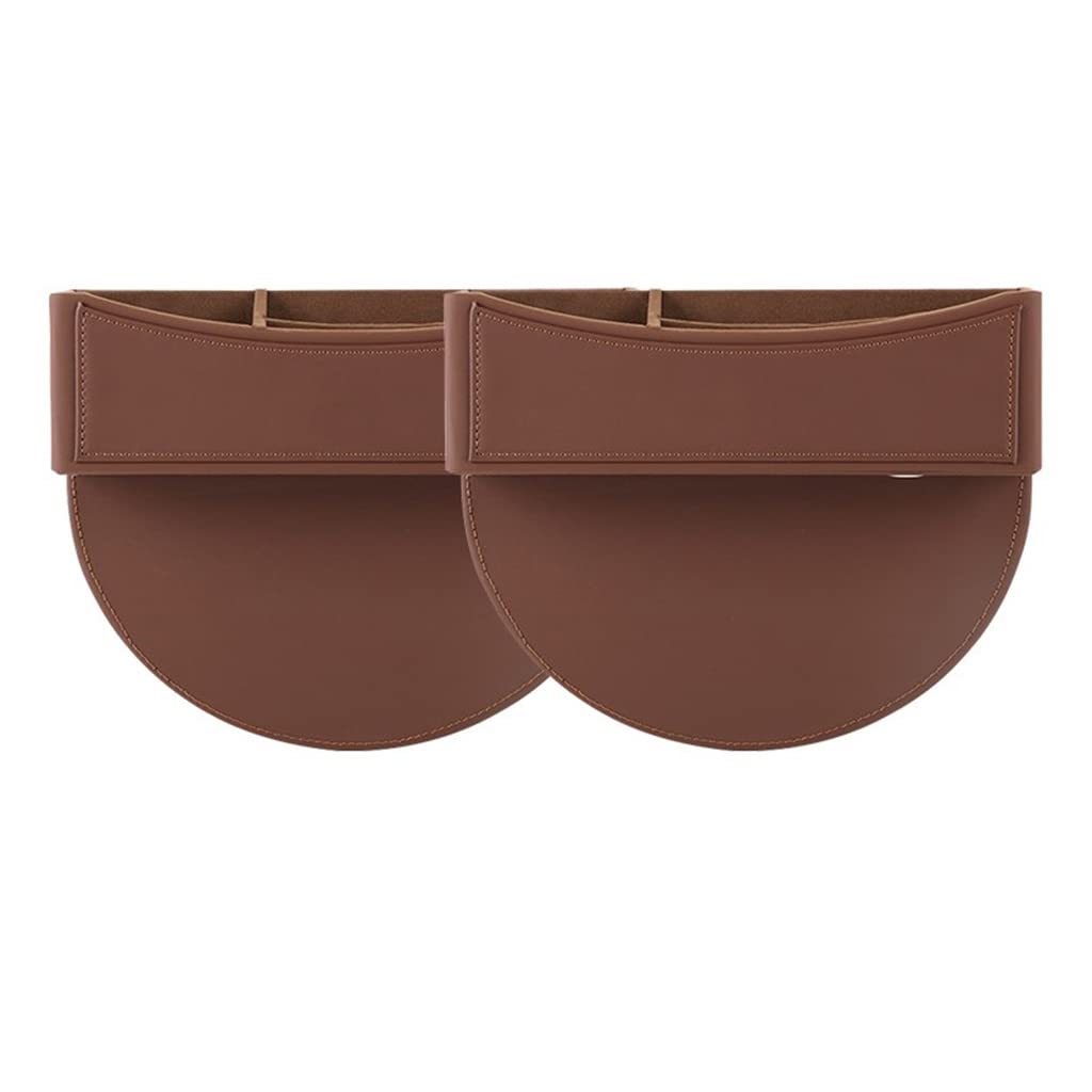 2-Pack Car Seat Gap Organizer with Cup Holder & Charging Port - Storage Box for Wallet, Sunglasses, Phone & Keys - Perfect for Drivers & Road Trips (Brown)