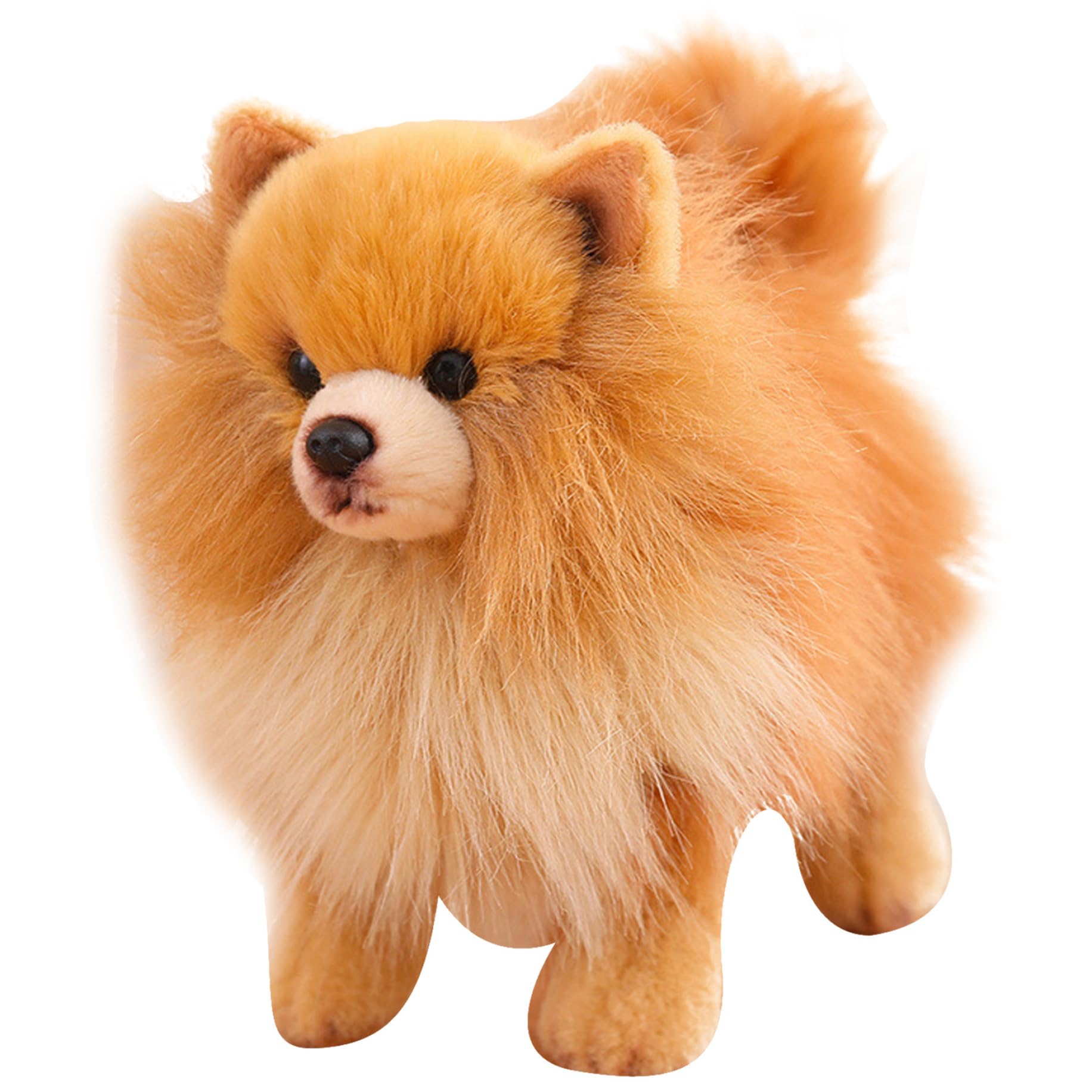 Realistic Pomeranian Plush Dog Toy - 10x9 Inch Cute Stuffed Animal, Soft Cotton Filled Simulation Puppy for Kids, Home Decor & Gift | Perfect for Cuddling, Nursery Decor & Pomeranian Lovers