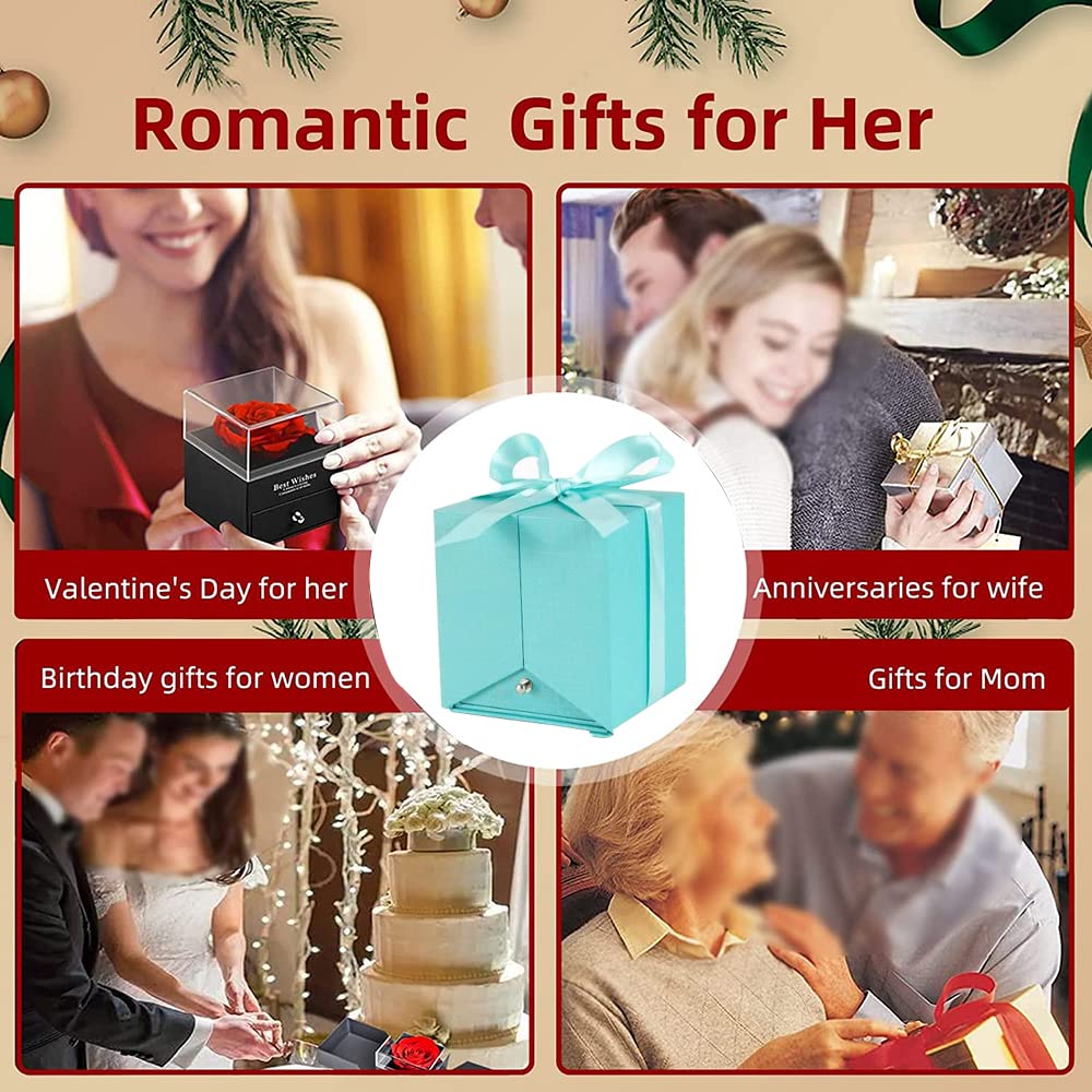 Preserved Real Rose Necklace Gift Set - Eternal Rose Jewelry for Women, Mom, Wife, Girlfriend | Perfect for Mother's Day, Valentine's, Anniversary, Birthday & Christmas | Romantic Keepsake for Wedding Proposals & Special Occasions