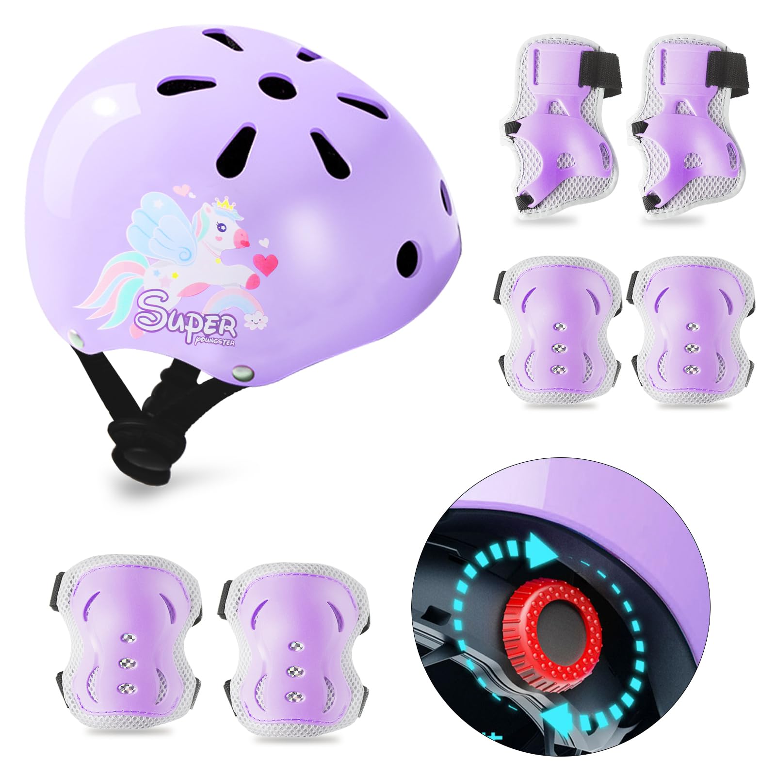 **Kids Bike Helmet Set - Adjustable Toddler Helmet with Knee, Elbow & Wrist Pads for Boys & Girls Ages 2-10 - Protective Gear for Skateboarding, Cycling, Scooter & Outdoor Sports - Perfect for Playground, Park & Neighborhood Rides**