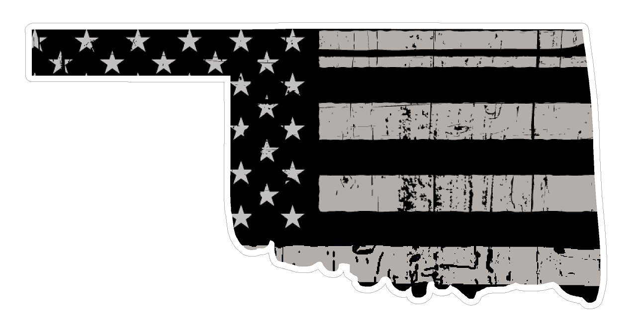 Premium Oklahoma State Distressed Flag Vinyl Decal - American State Pride Sticker for Cars, Trucks, Windows & Laptops - USA Flag Black & White Design - Waterproof 5