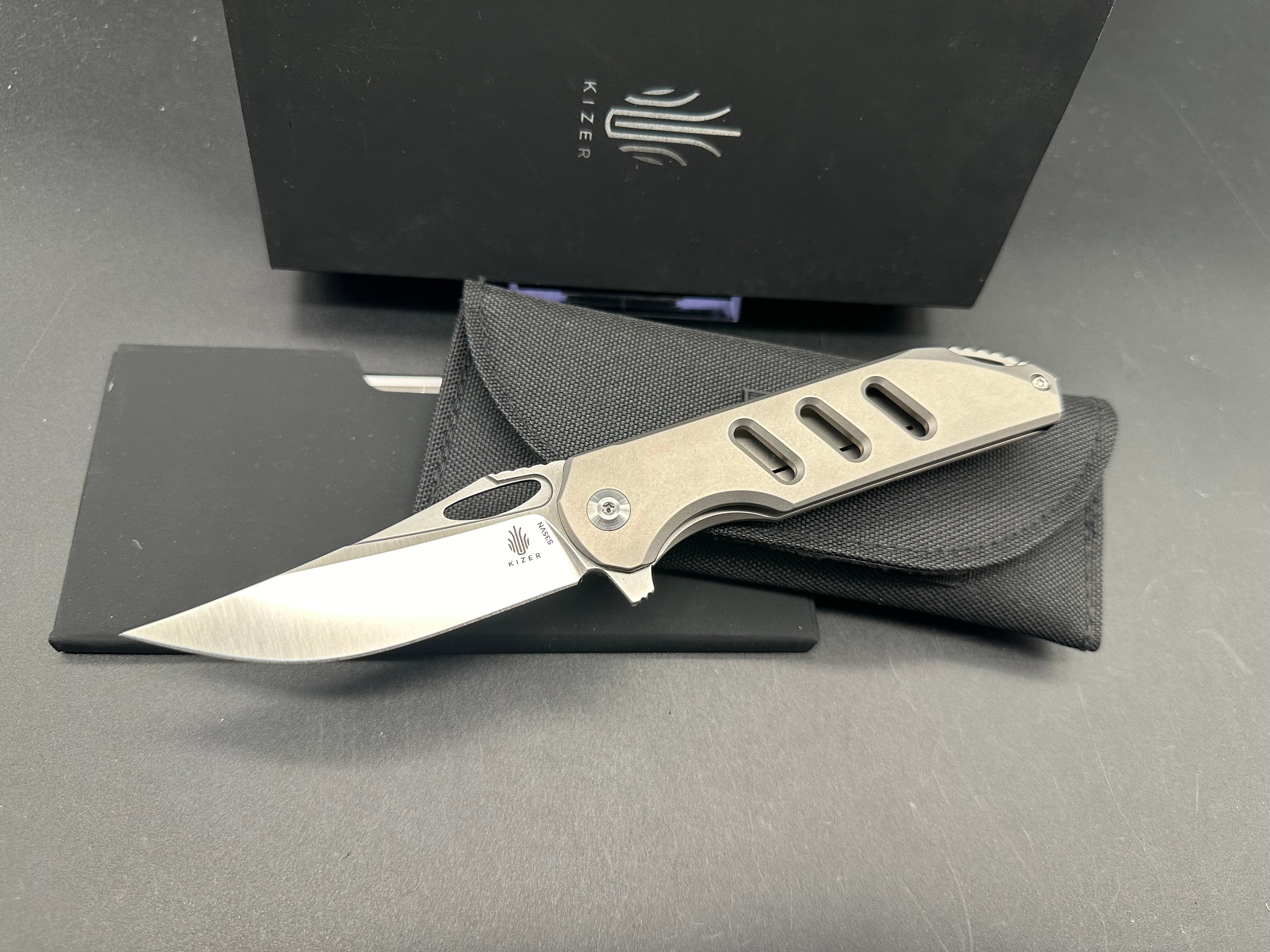 Kizer Assassin Frame Lock Flipper Knife - Premium Titanium Folding Pocket Knife with 3.15