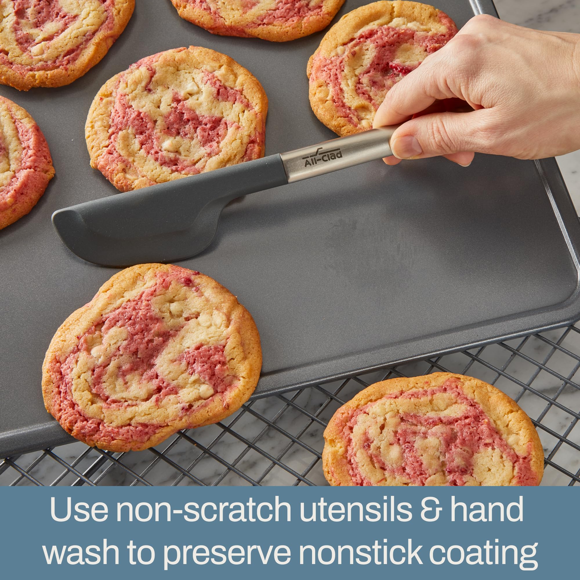 All-Clad Pro-Release Nonstick 13x9 Inch Quarter Sheet Pan - Oven Safe up to 450°F - Perfect for Baking Cookies, Muffins, Cakes & Bread - Includes Cooling Rack & Baking Set - Ideal for Home Bakers & Professional Kitchens