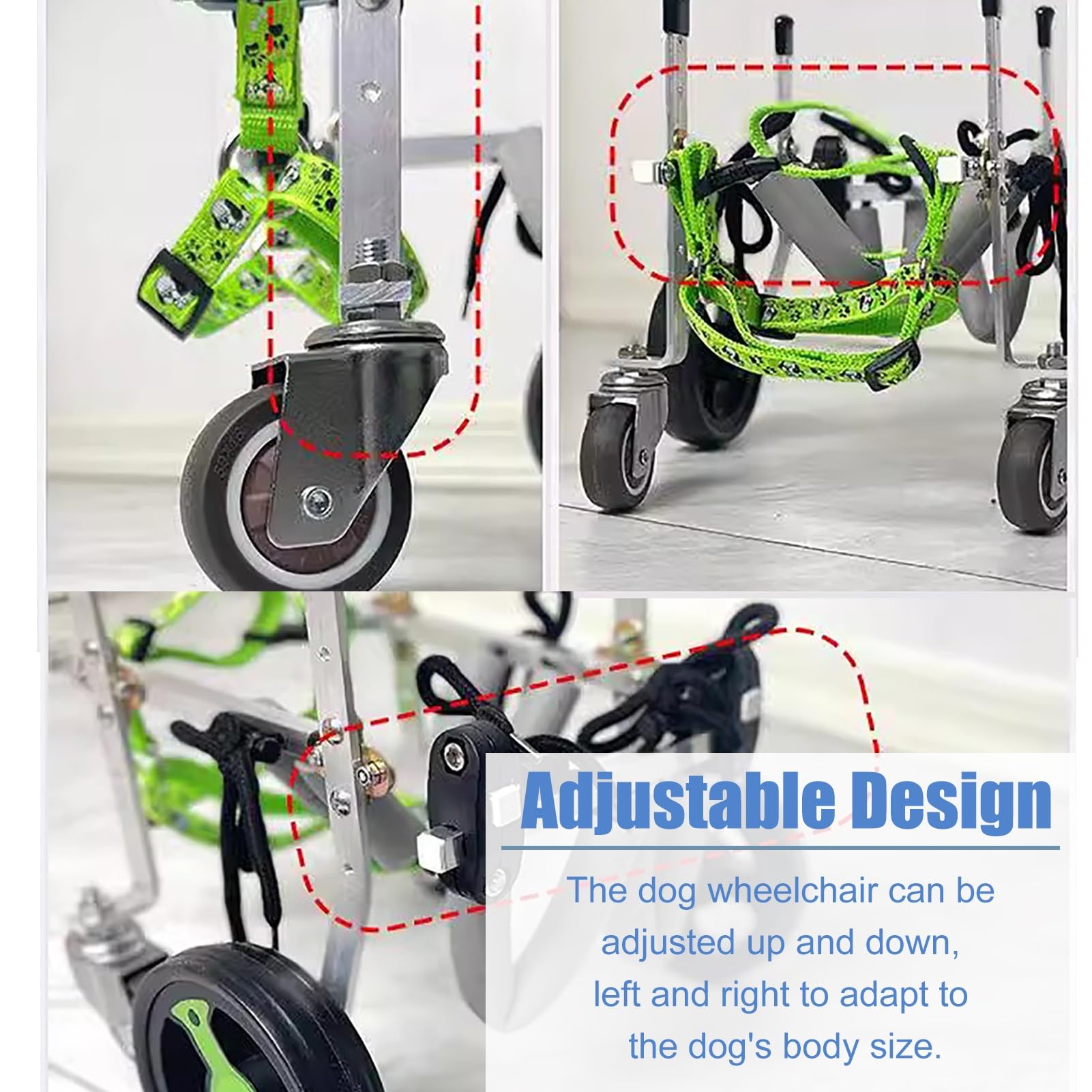 Dog Wheelchair for Back Legs - 4-Wheel Mobility Aid & Rehabilitation Support Cart for Disabled Dogs - Helps Pets Stand & Walk (Size XS) - Ideal for Post-Surgery Recovery & Daily Mobility Assistance