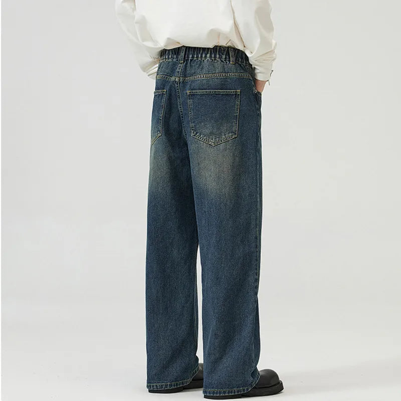 Men's Straight Leg Denim Jeans - Loose Fit Casual Pants for Men, Solid Color American Style Trousers | Spring 2025 Collection | Perfect for Everyday Wear, Office & Weekend Outings (Style 9W1548)