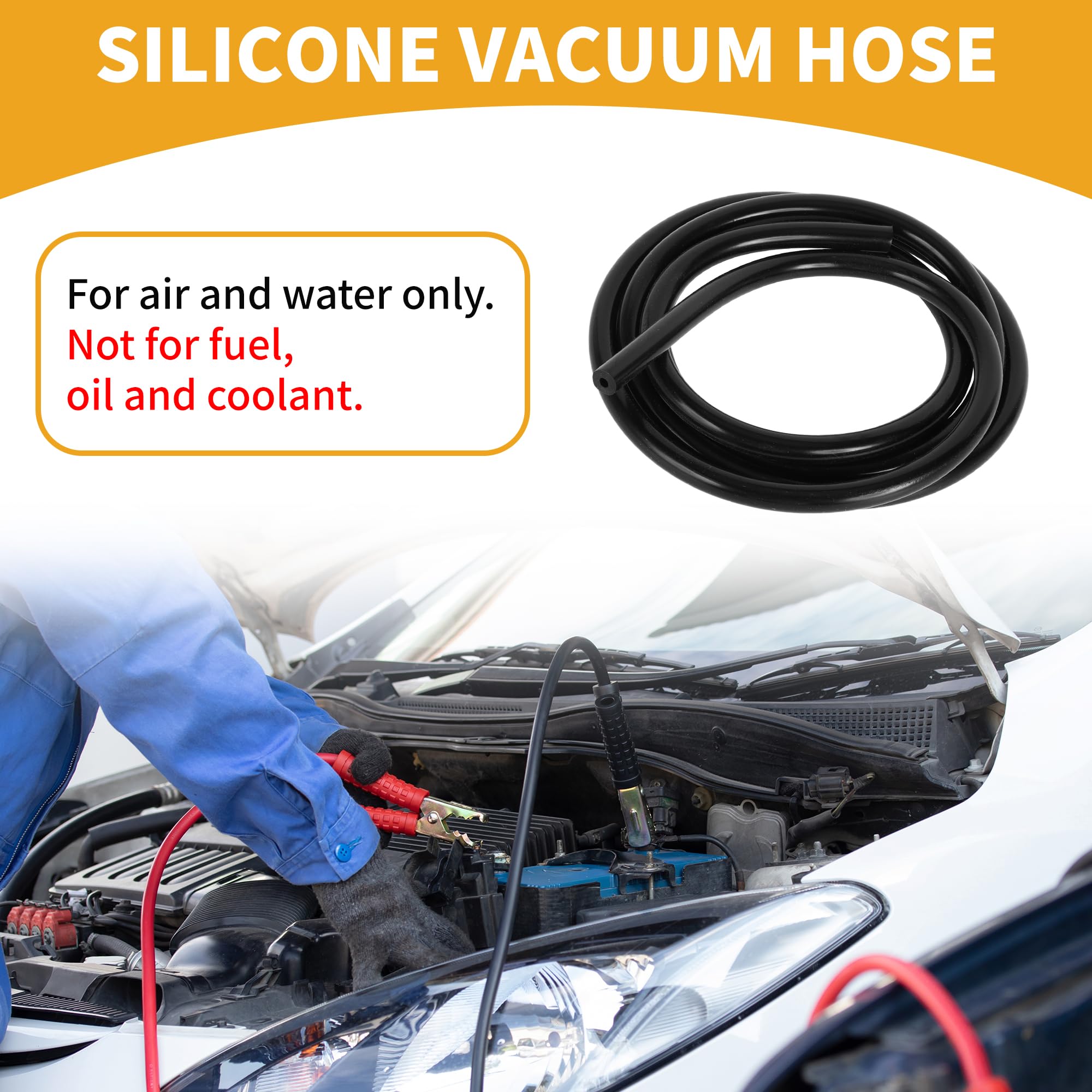 High-Pressure 130PSI Silicone Vacuum Tubing Hose - 3.3FT Black Automotive Vacuum Line (1/16