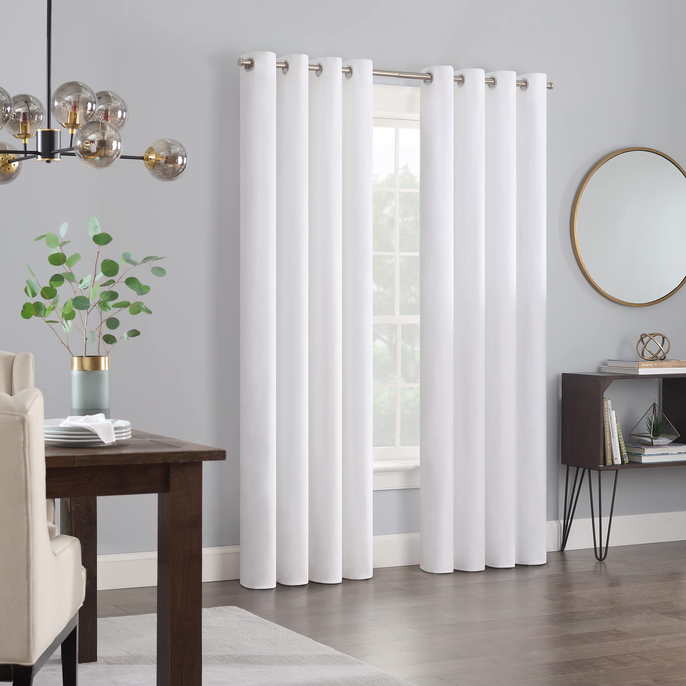 Eclipse Aurelia Velvet Blackout Curtains - Noise Reducing Thermal Insulated Window Drapes (2 Panels, 52x63 Inches, White) for Bedroom, Living Room & Home Theater