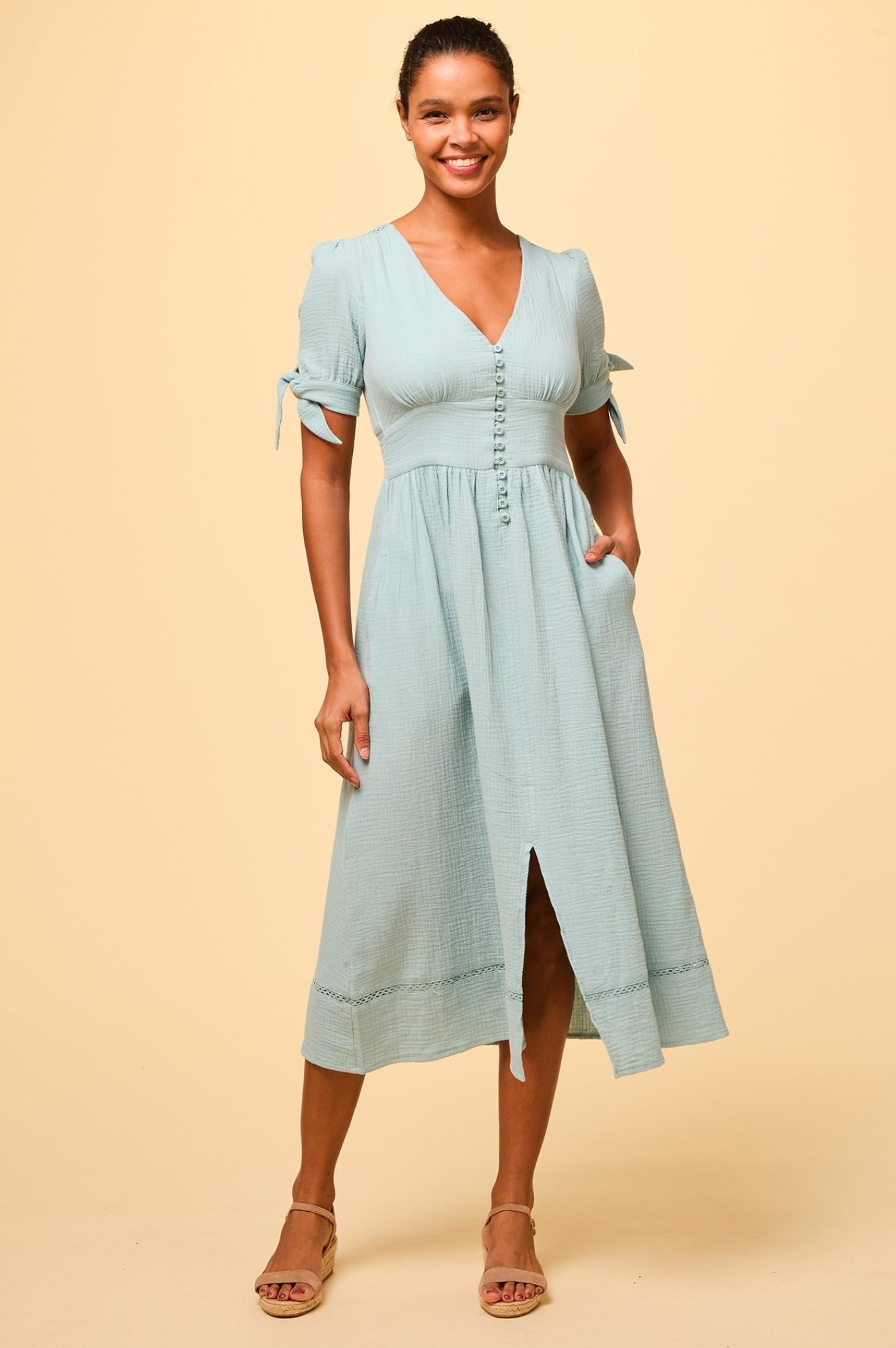 Olga Cheesecloth Dress for Women - Flowy Boho Maxi Dress in Aqua Blue | Perfect for Beach, Vacation, and Summer Outfits