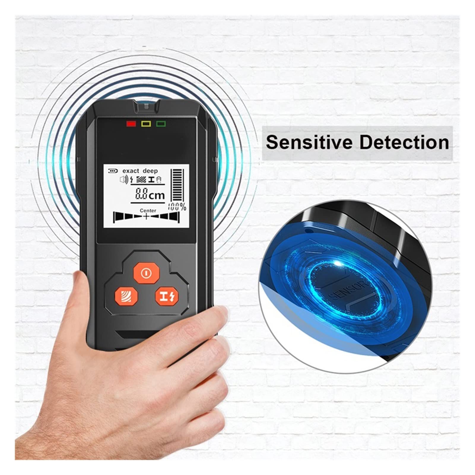 Metal Detector for Adults - LCD Backlit HD Display with Buzzer for Wall Scanning & Cable Detection