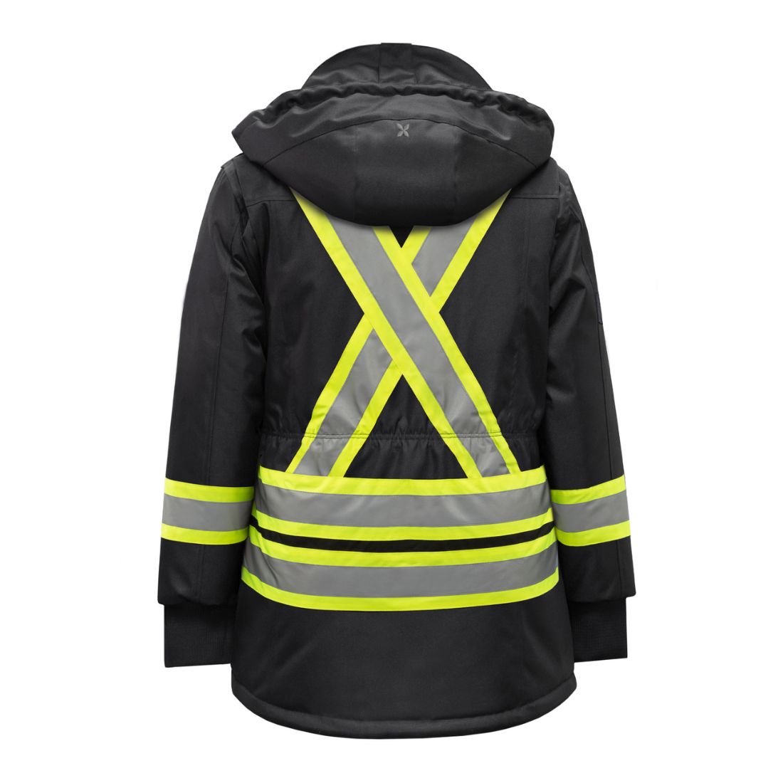 P&F Women's High Visibility Winter Work Parka PF400 - Waterproof Insulated Reflective Jacket for Cold Weather - Black - Ideal for Construction, Roadwork & Outdoor Winter Jobs