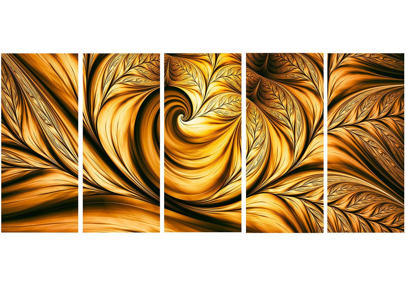 Designart Golden Dream Abstract Metal Wall Art - MT3026 - 60x28 Inches - 5 Panel Modern Wall Decor for Living Room, Bedroom & Office