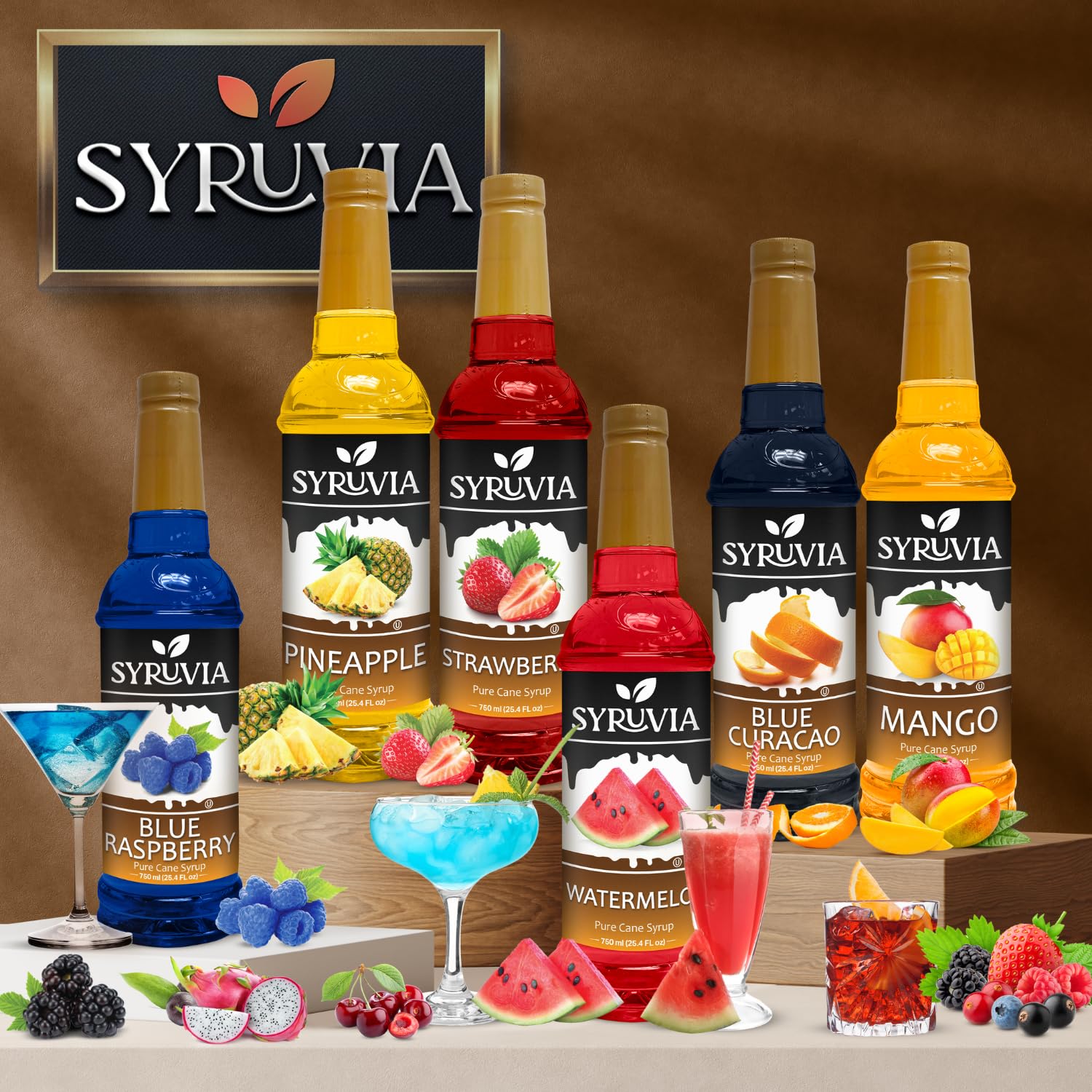 Premium Syruvia Mermaid Syrup - Kosher & Gluten Free Flavoring Syrup for Tea, Italian Sodas, Cocktails, Mocktails, Desserts & Ice Cream - 25.4 fl oz - Perfect for Coffee Shops, Bubble Tea, Home Bars & Party Drinks