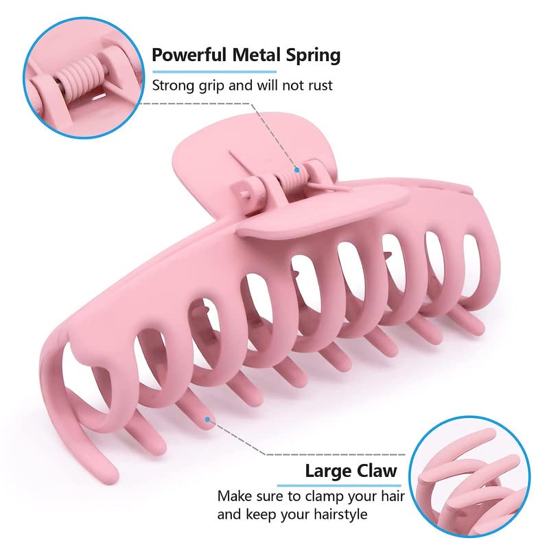 Shidara Large Hair Claw Clips for Women - Non-Slip Strong Hold Hair Clips for Thick & Thin Hair - 90s Fashion Hair Accessories (4-Piece Set) - Perfect for Work, Gym, and Everyday Styling