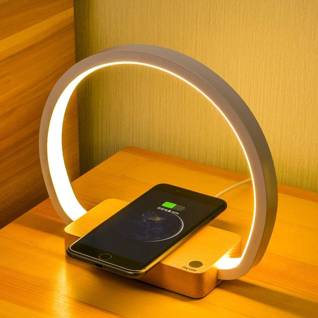 Smart Touch Control LED Wireless Charging Bedside Lamp - Eye-Caring Night Light & Reading Desk Light for Kids Adults - Perfect for Home, Dorm, Office & Bedroom Nightstand Use