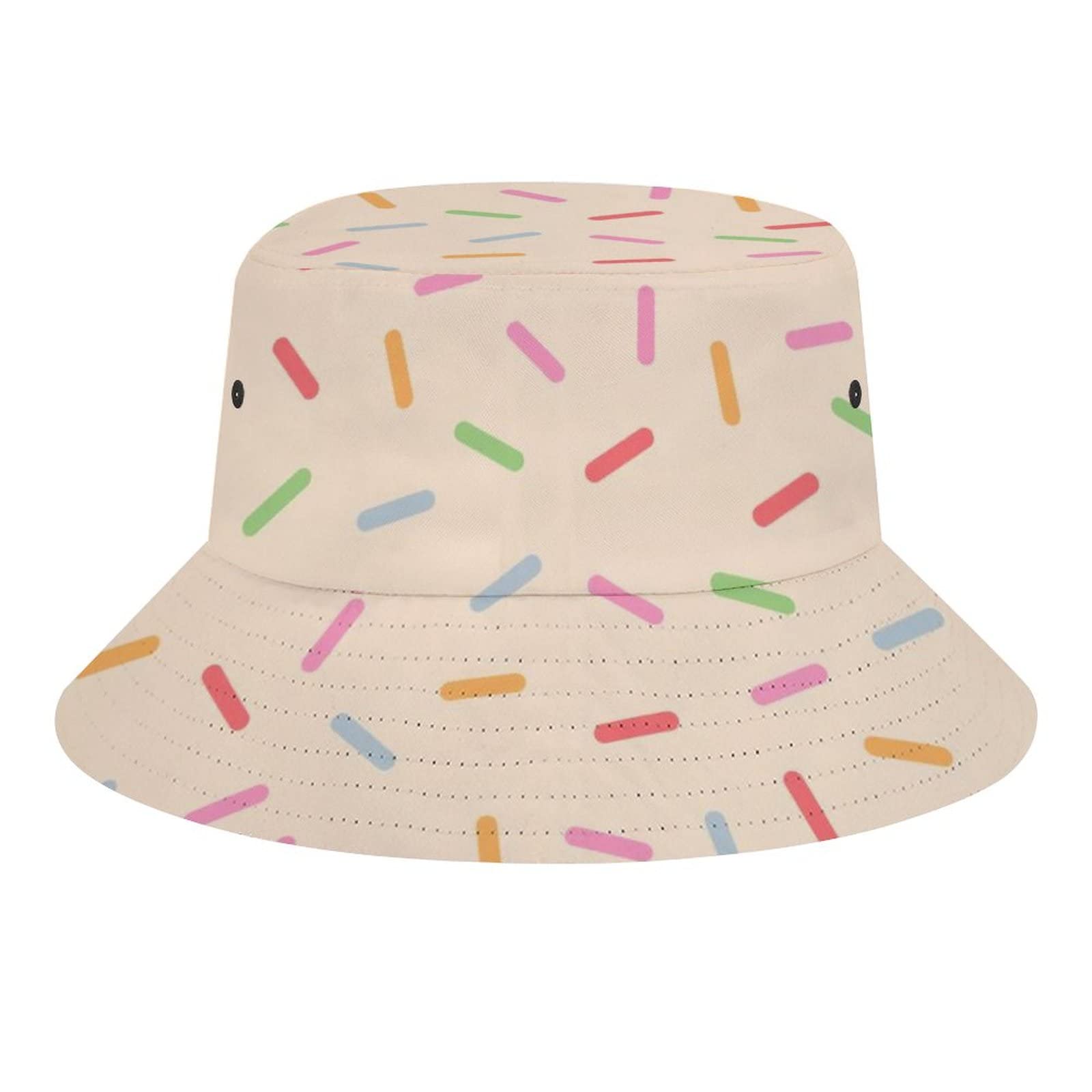 Unisex Packable Donut Rainbow Sprinkles Bucket Hat - Summer Beach Fisherman Sun Hat for Women & Men - Perfect for Travel, Outdoor Activities & Festivals