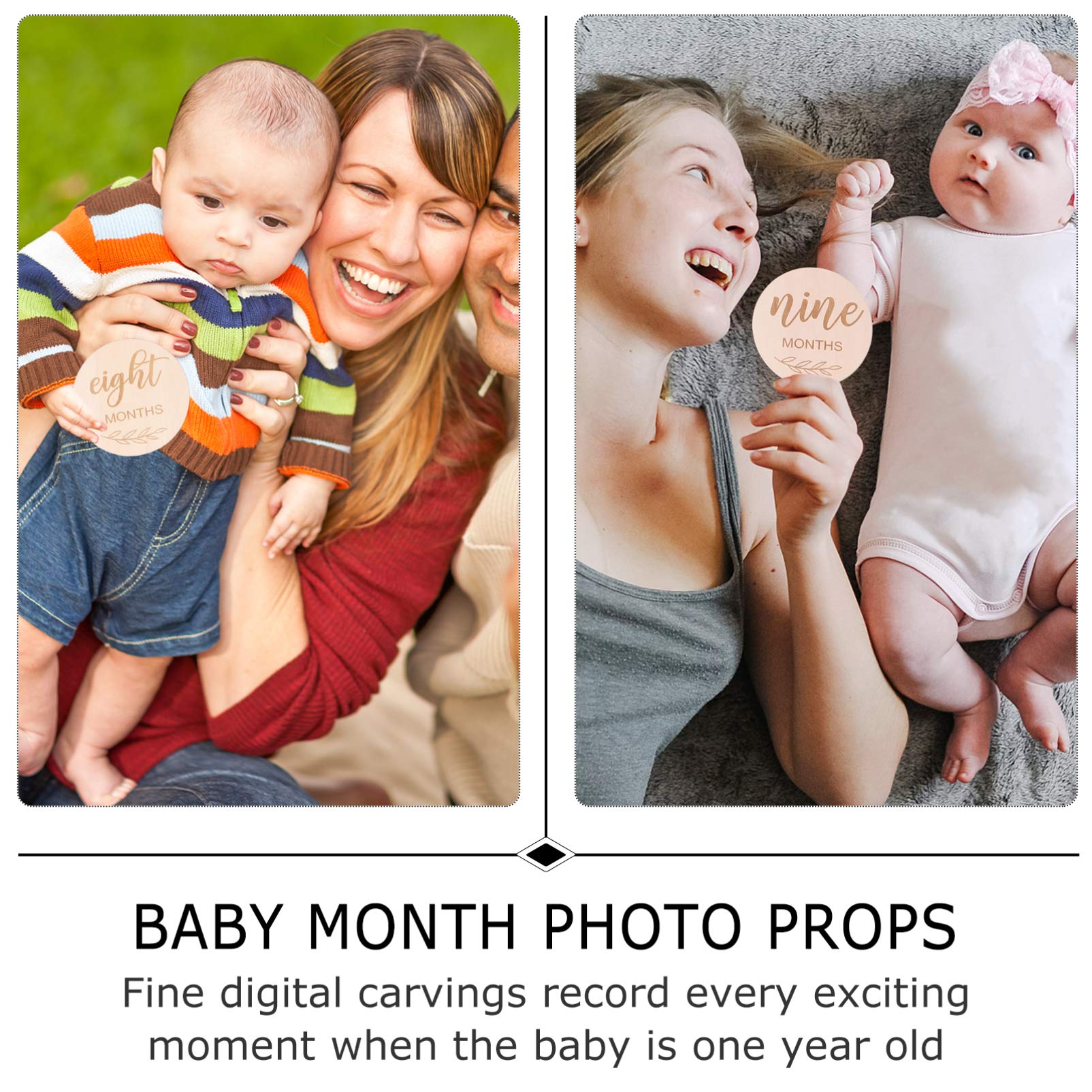 14 Pcs Wooden Baby Milestone Cards - Pregnancy to Newborn Photoshoot Props, Growth Tracker & Announcement Cards for Baby's First Year | Perfect for Monthly Photo Shoots, Baby Showers & Nursery Decor