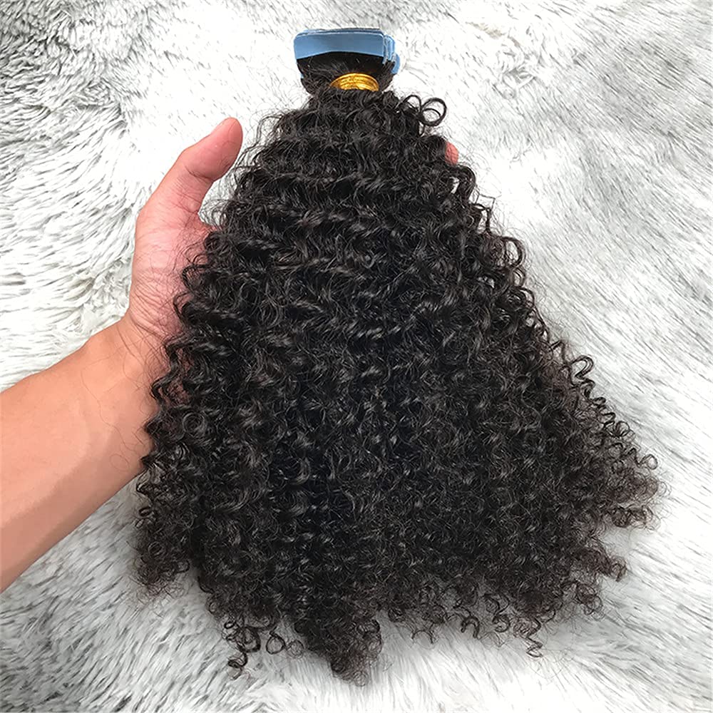 Kinky Curly Human Hair Extensions - Brazilian Remy Hair Weft Tape 100g 40pcs (26inch, #2 Darkest Brown) | Seamless Glue-in Tape-in Extensions for Natural Black Hair | Perfect for Daily Wear, Parties & Special Occasions