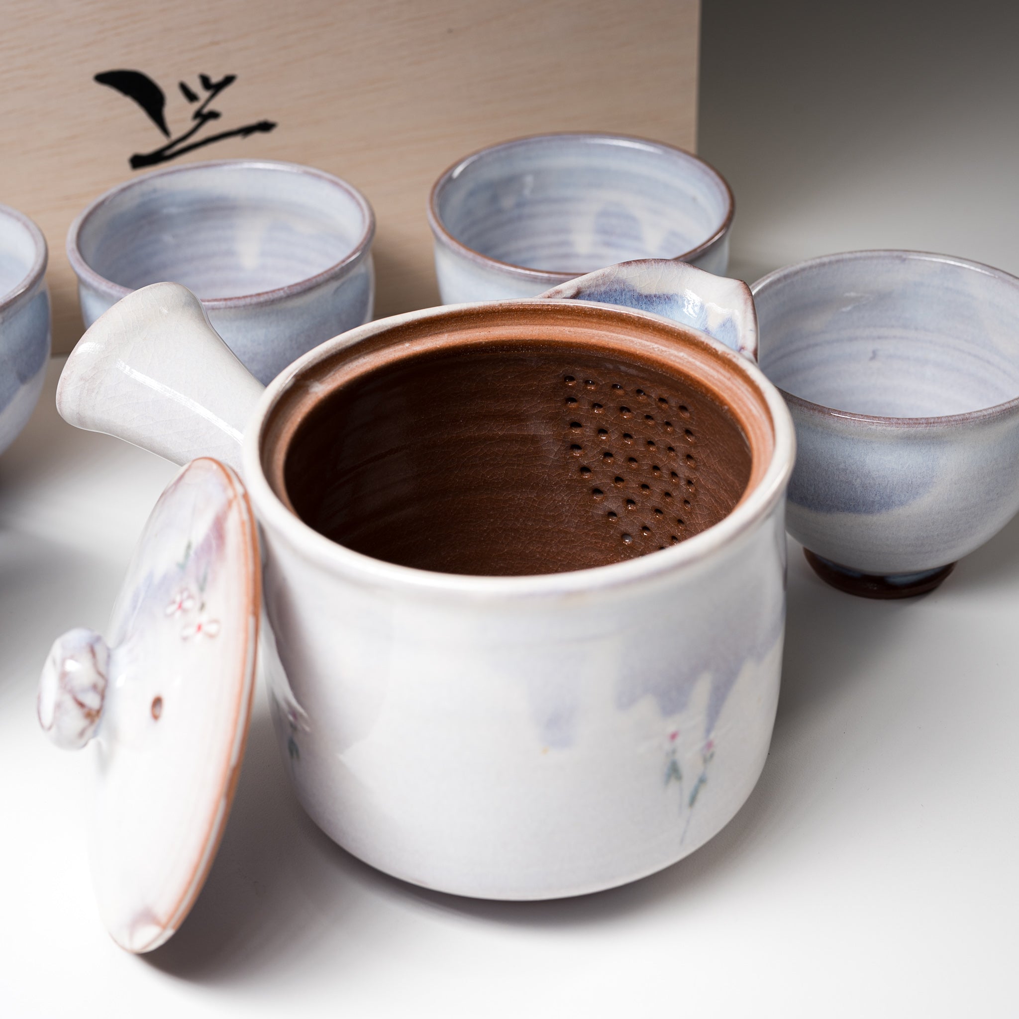 Handcrafted Hagi Ware Japanese Tea Set by Artisan Yuka Matsuo - Traditional Ceramic Teapot & Cups in Wooden Gift Box | Perfect for Tea Ceremonies, Home Decor & Unique Gifts