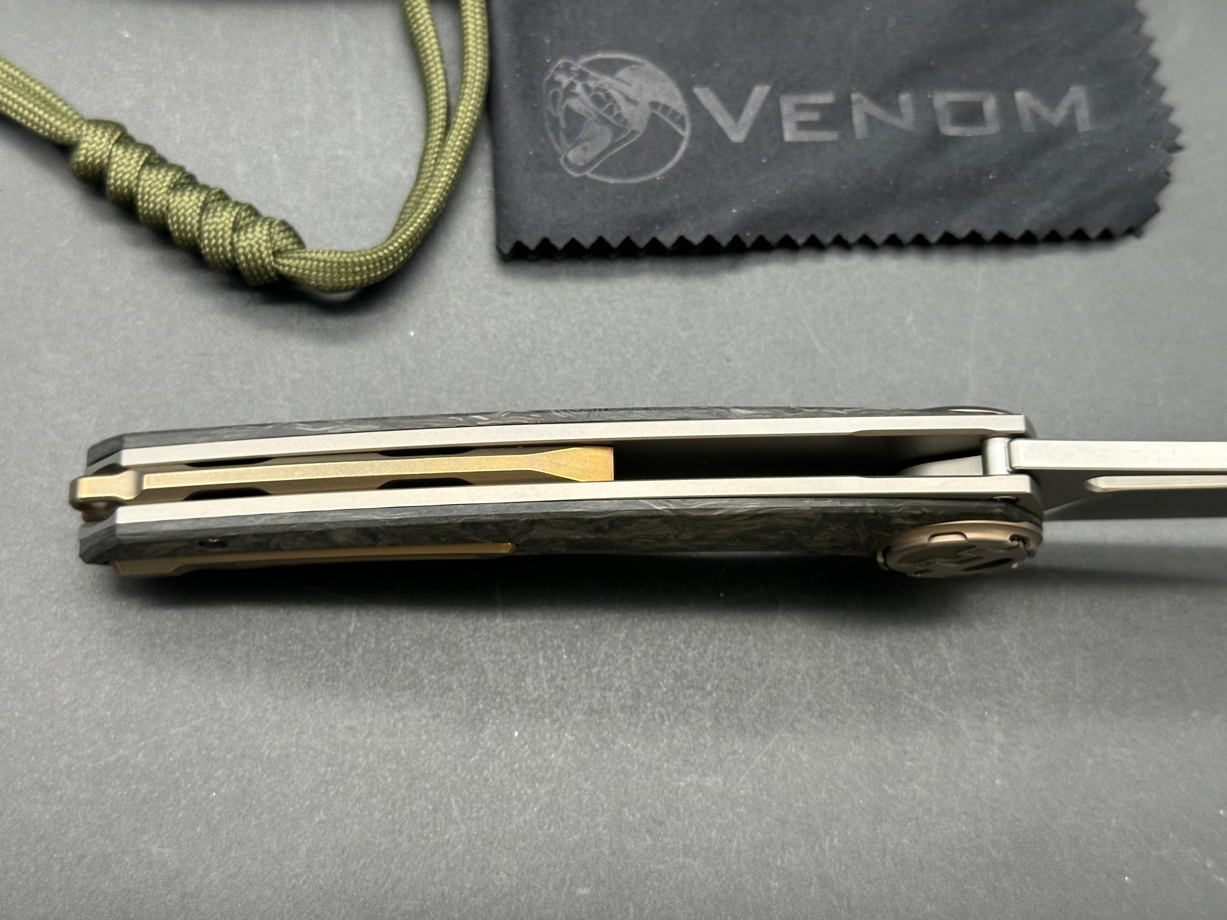 Kevin John Harpoon Titanium & Carbon Fiber Handle Folding Knife with M390 Steel Blade - EDC, Outdoor Camping, Survival Gear