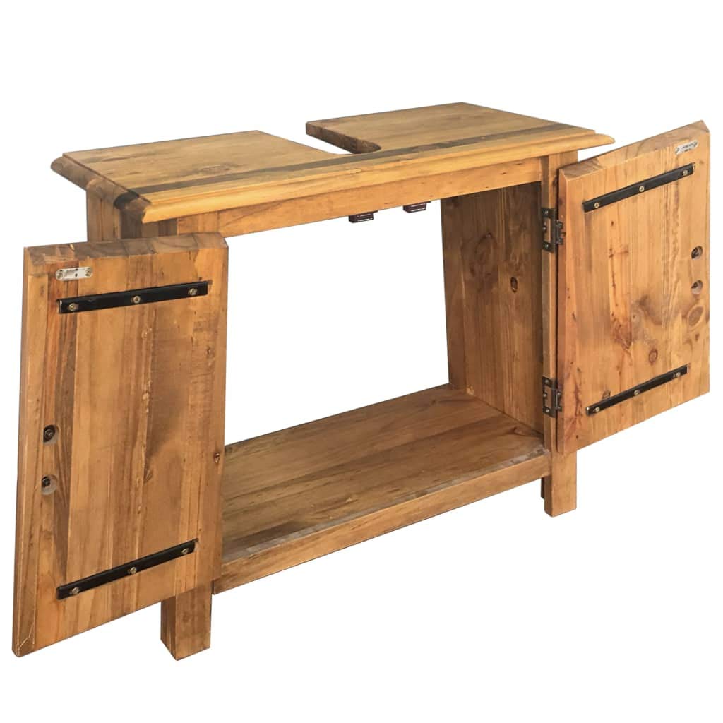 SKM Solid Recycled Pinewood Bathroom Furniture Set - Modern Vanity & Storage for Small Bathrooms, Powder Rooms & Apartments