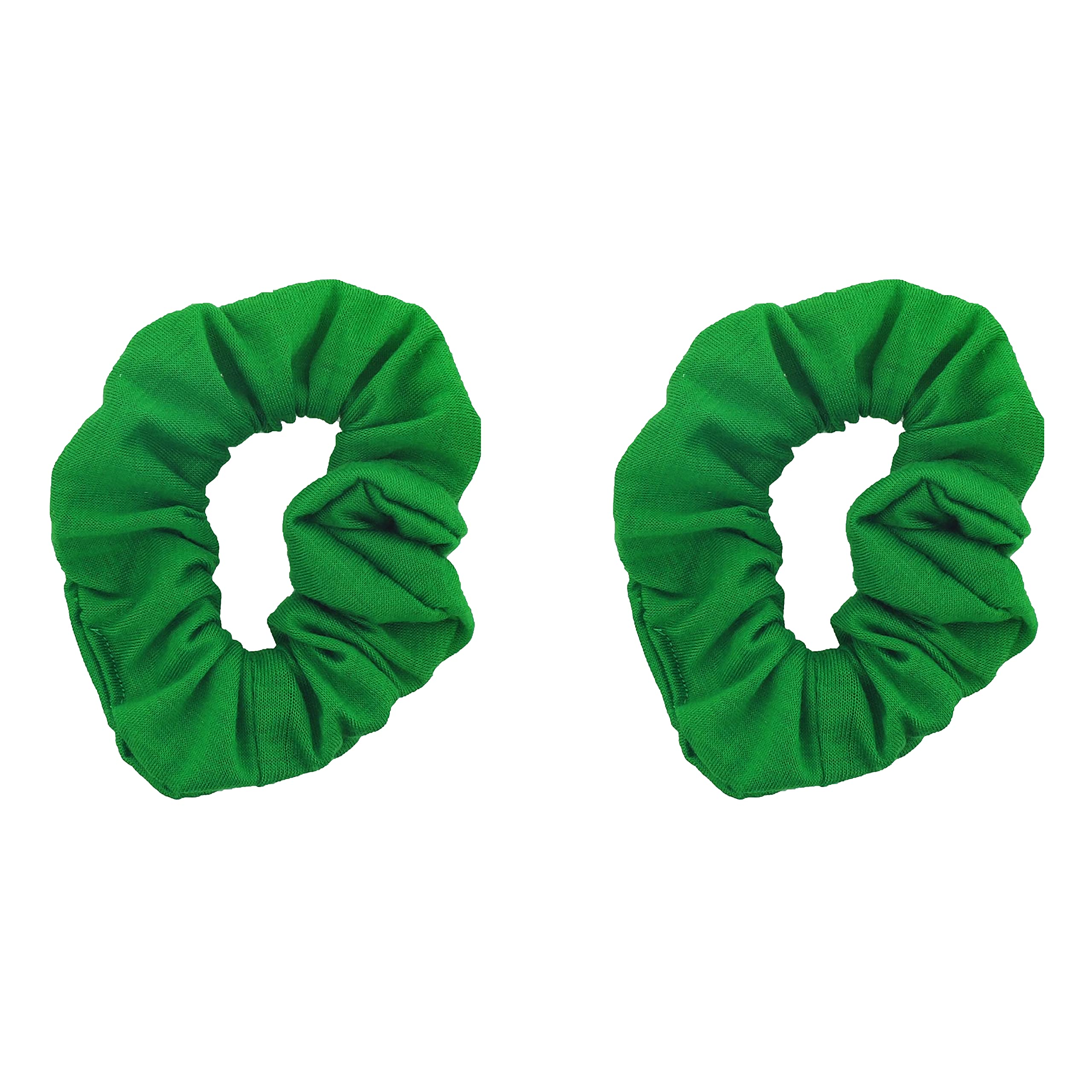 Green Solid Scrunchies Set of 2 - Eco-Friendly Hair Accessories for Everyday Style and Workouts