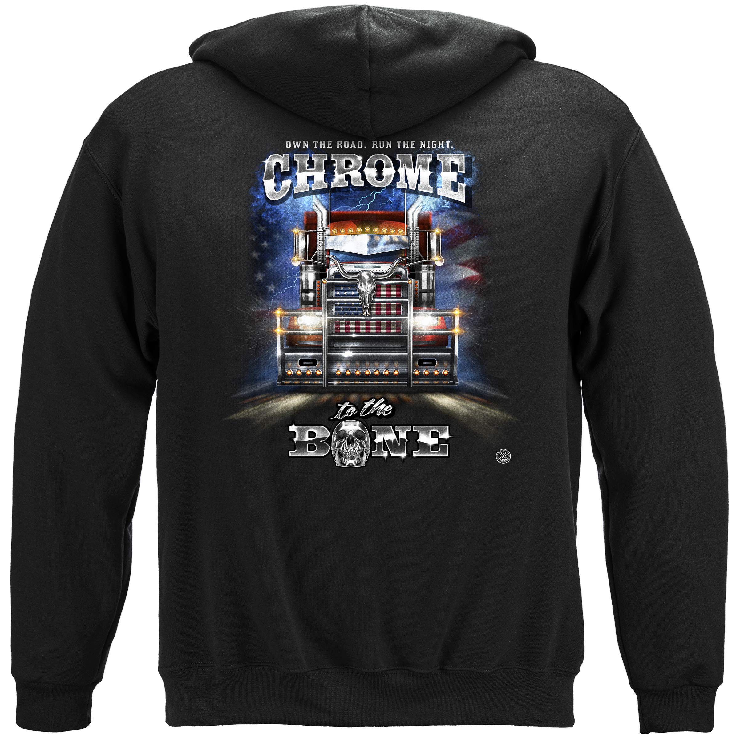 Erazor Bits American Flag Trucker Hoodies - Funny Hooded Sweatshirt for Men & Women - Black Large - Patriotic Casual Wear for Outdoor Activities & Road Trips