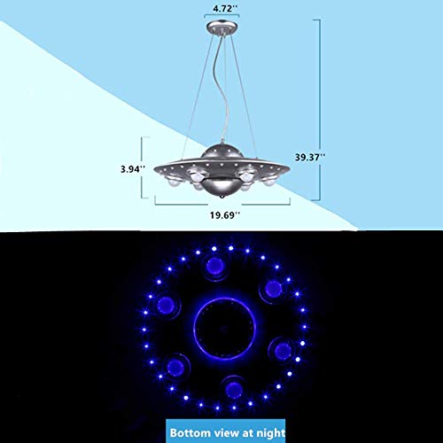 LAKIQ UFO LED Chandelier for Kids Room - 6 Lights Hanging Pendant Light for Bedroom & Nursery (Silver) - Perfect for Boys & Girls Rooms