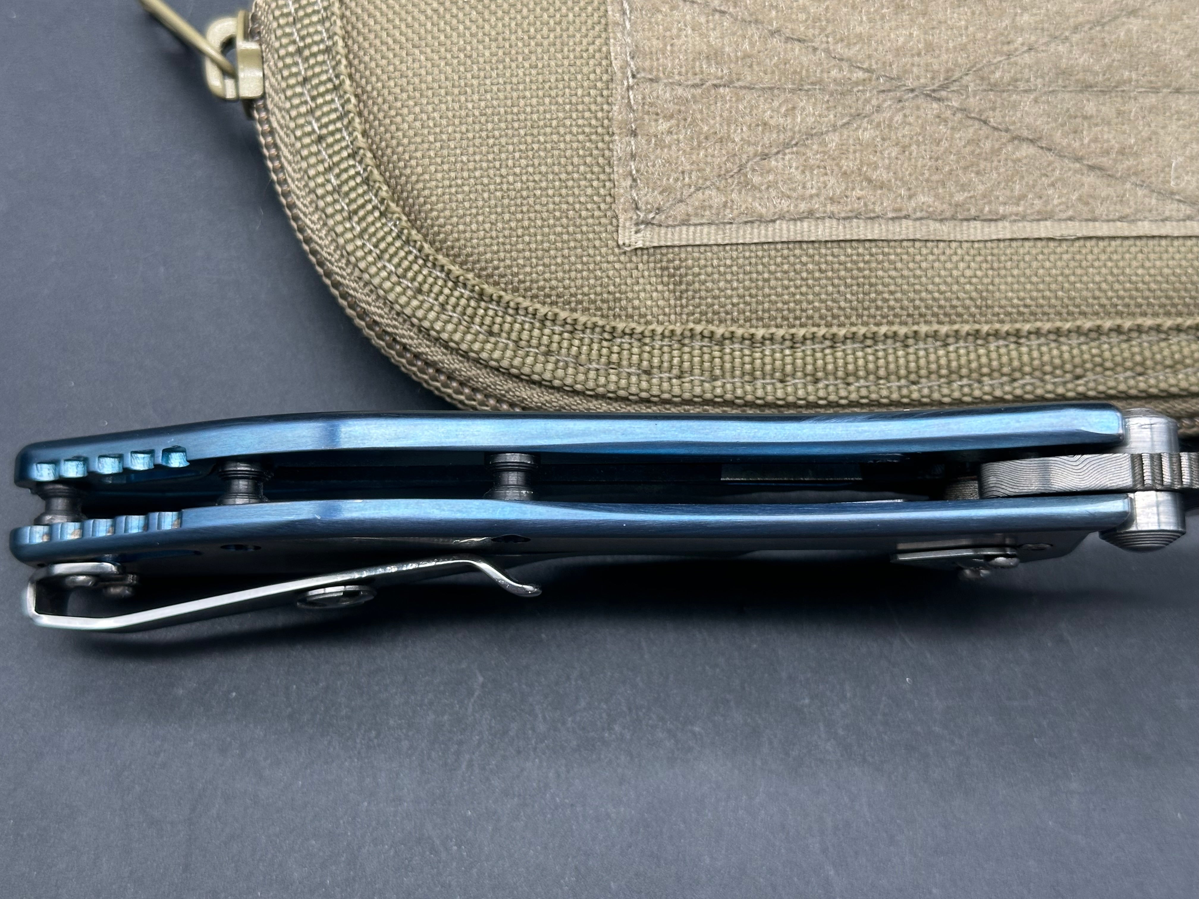 Darrel Ralph Custom Gunhammer Knife - Handcrafted Milled Damascus Steel Blade with Anodized Titanium Handle & Damascus Inlay | Tactical EDC, Outdoor Survival, Hunting, and Collector's Knife