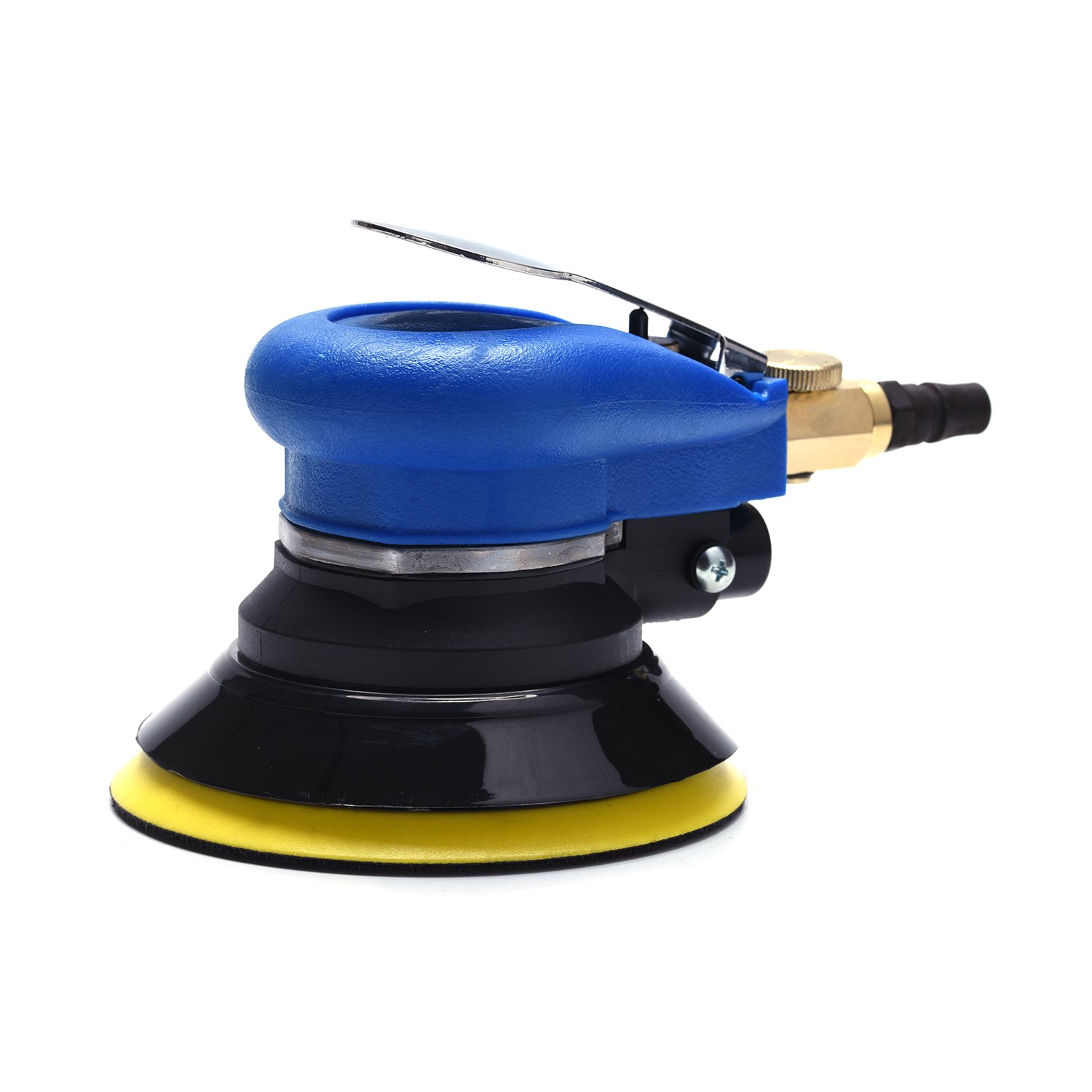 5 Inch Pneumatic Orbital Sander - Air Powered Palm Sander with Hook & Loop Pad, Swirl-Free Finish for Woodworking & Auto Body Sanding - Perfect for DIY Projects & Professional Use