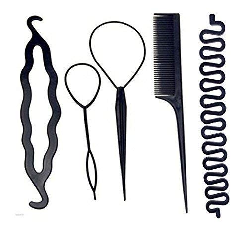 5-Piece Black Smark Juda Bun Maker Set for Women – Perfect for Updos, Ponytails & Stylish Hairstyles – Hair Styling Accessories for Everyday, Work & Special Occasions