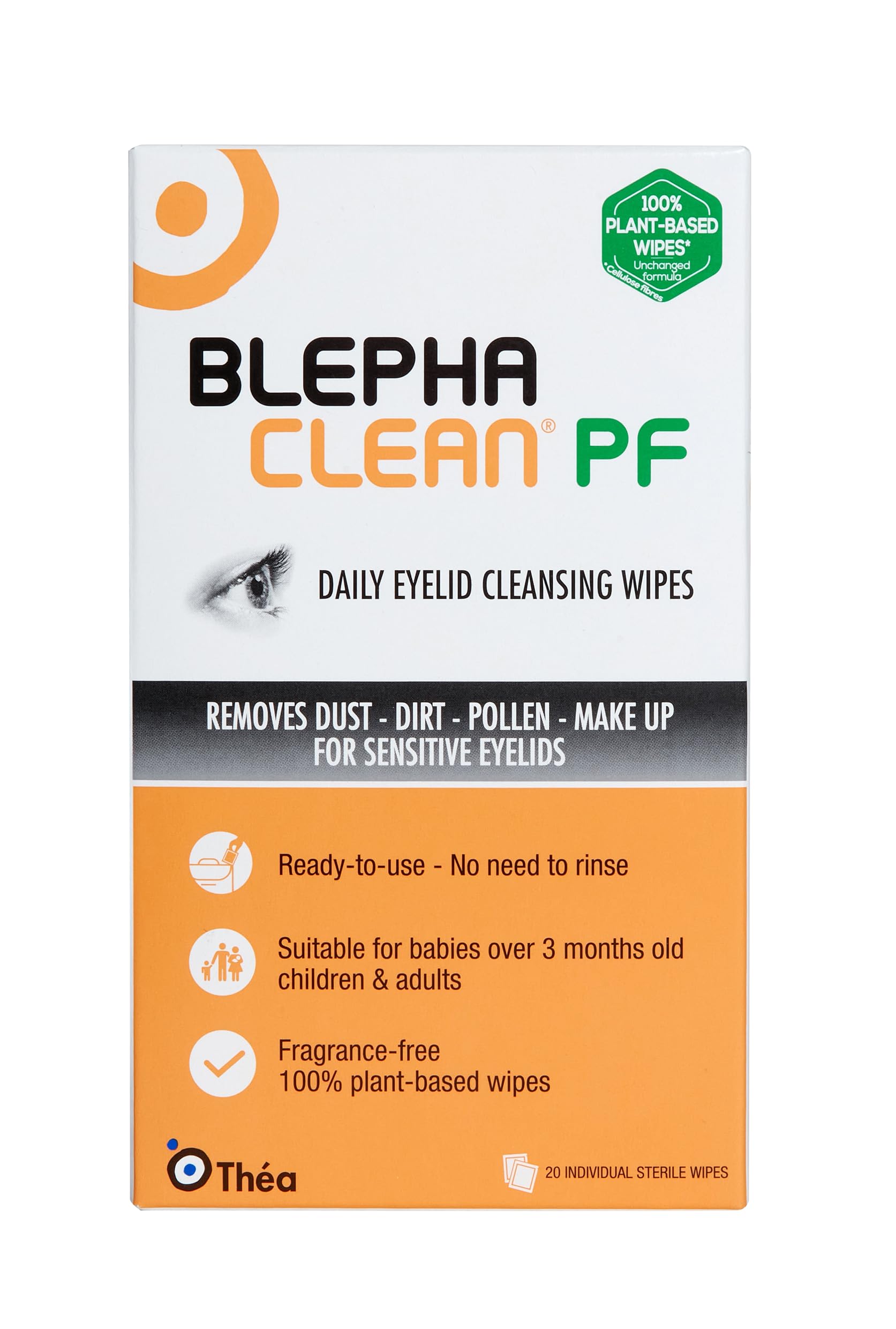 240 Count Blephaclean PF Daily Eyelid Wipes - Gentle Hypoallergenic Eyelid & Eye Area Cleanser for Babies (3+ Months), Kids & Adults | 20 Sterile Plastic-Free Wipes per Pack (12 Packs) | Perfect for Dry Eyes, Blepharitis & Daily Eye Hygiene Care