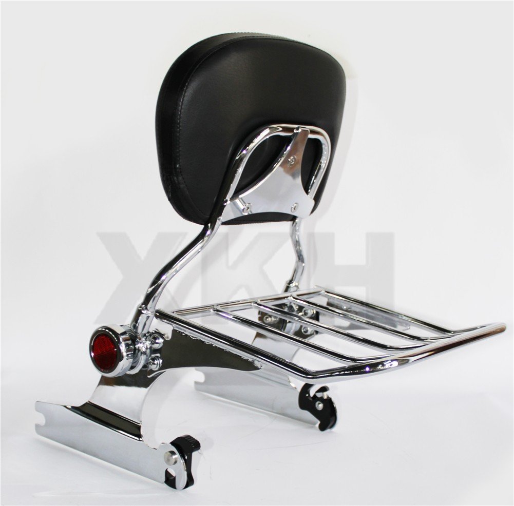 Chrome Sissy Bar Luggage Rack for Harley Davidson Softail Deluxe 2006-2017 - Heavy Duty Backrest & Storage Solution for Motorcycle Touring & Long Rides
