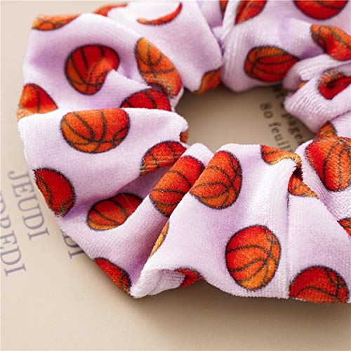 Basketball Hair Scrunchies for Women & Girls - Velvet Sport Hair Ties Accessories - Perfect for Basketball, Soccer & Volleyball Players - Great Sports Gift for Female Athletes