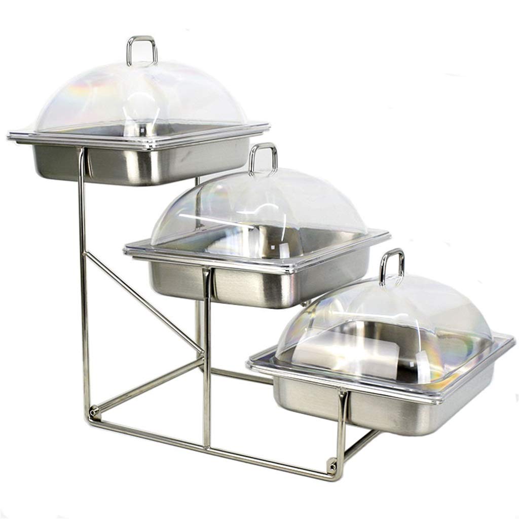 3-Tier Stainless Steel Buffet Fruit Plate Display Stand - Rectangle Serving Tray for Parties, Restaurants, Hotels & Family Gatherings | Perfect for Banquets, Weddings, Catering Events & Buffet Table Decor