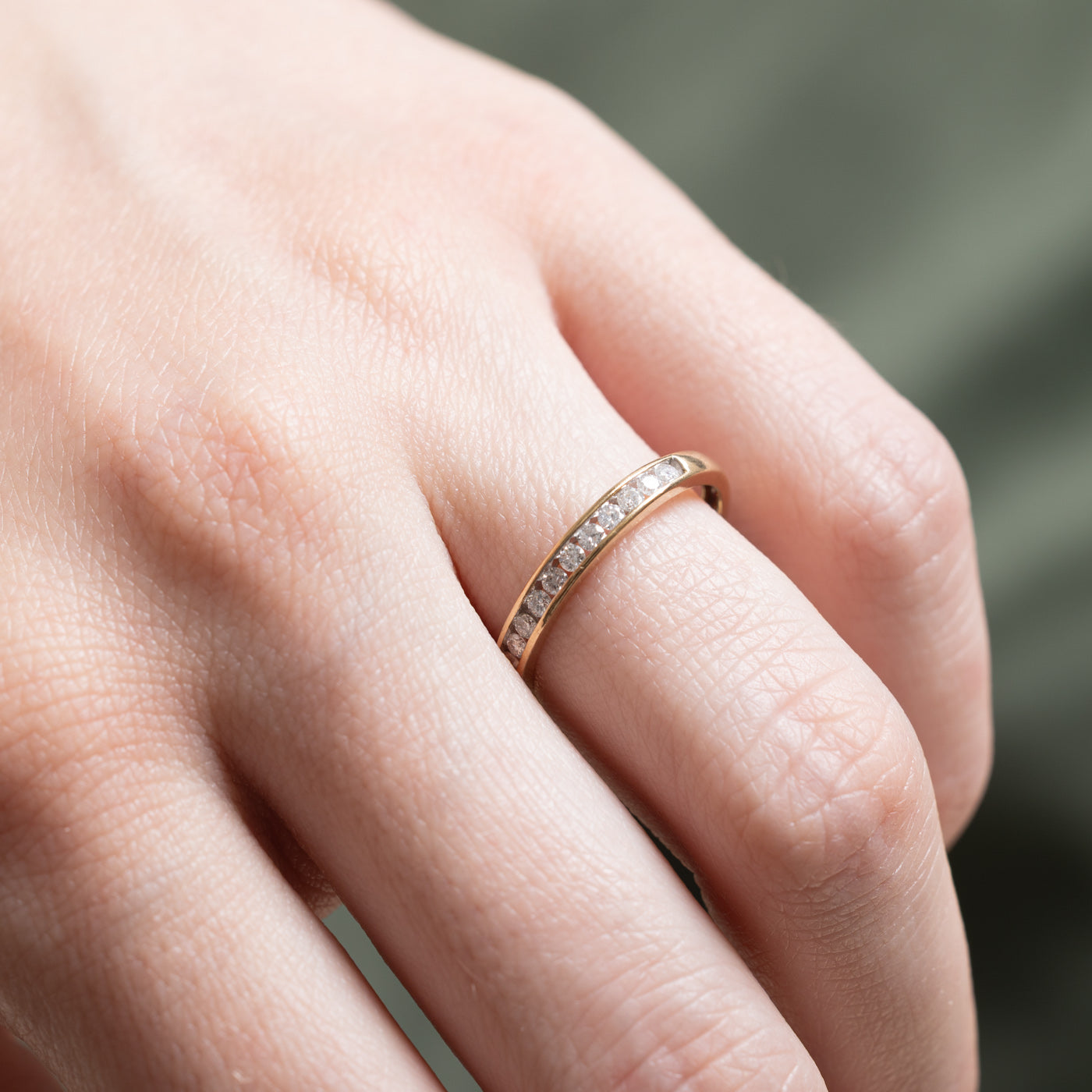Channel Set Semi Eternity Diamond Wedding Band Ring - 0.20ctw Round Cut Diamond Ring - Size 6.5 - Perfect for Anniversary Gifts & Bridal Jewelry