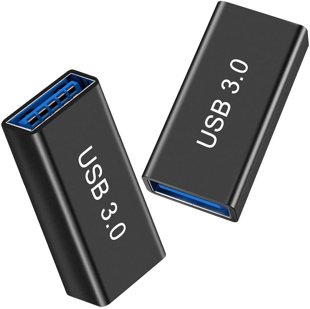 LEIZHAN USB 3.0 Female to Female Adapter (2 Pack) - High Speed Data Transfer for External Hard Drives, Printers & Cameras - Connect Two Male USB Devices Easily