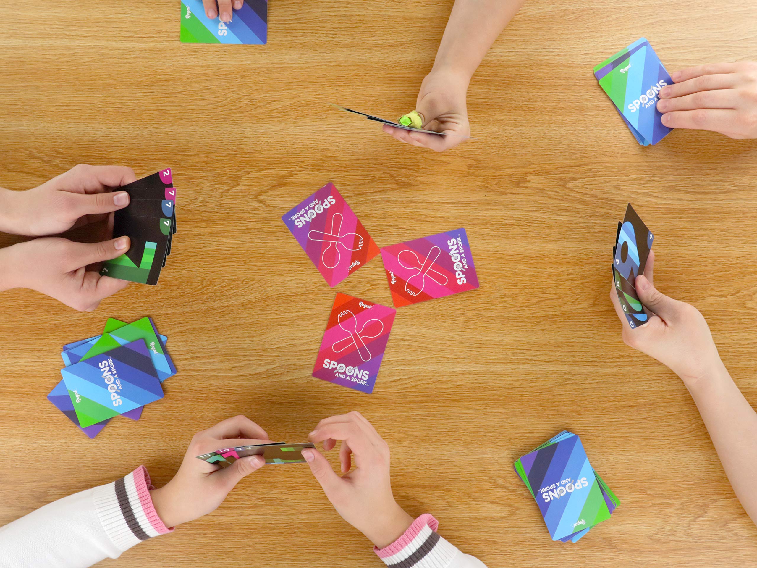 Regal Games Spoons and Sporks Fun Family Card Game Set for Kids, Teens & Adults - 3-8 Player Party Game with 52 Playing Cards & 60 Scoring Cards - Perfect for Game Nights, Travel, and Family Gatherings