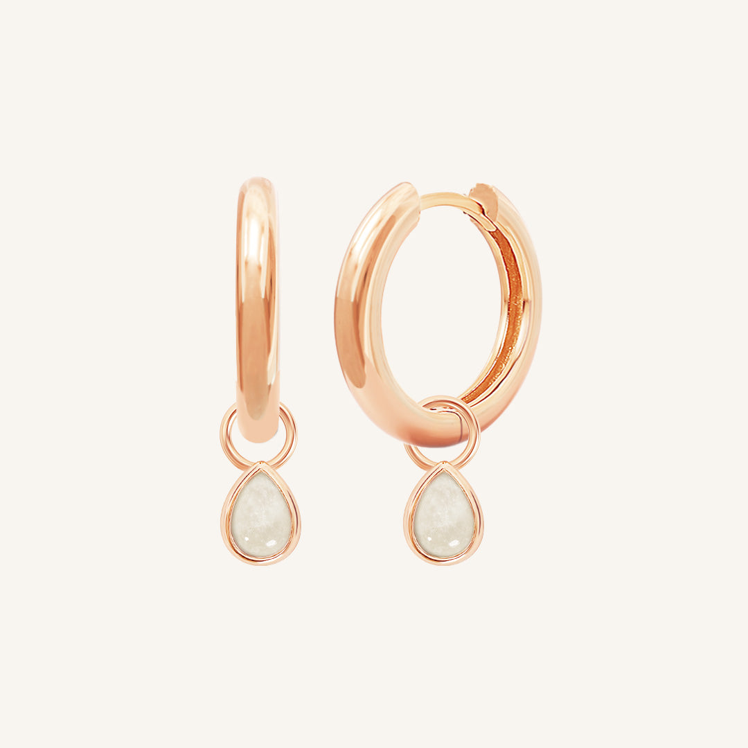 Moonstone Trove Charm Hoops - Elegant Sterling Silver Earrings for Women | Perfect for Boho Chic Style & Everyday Wear