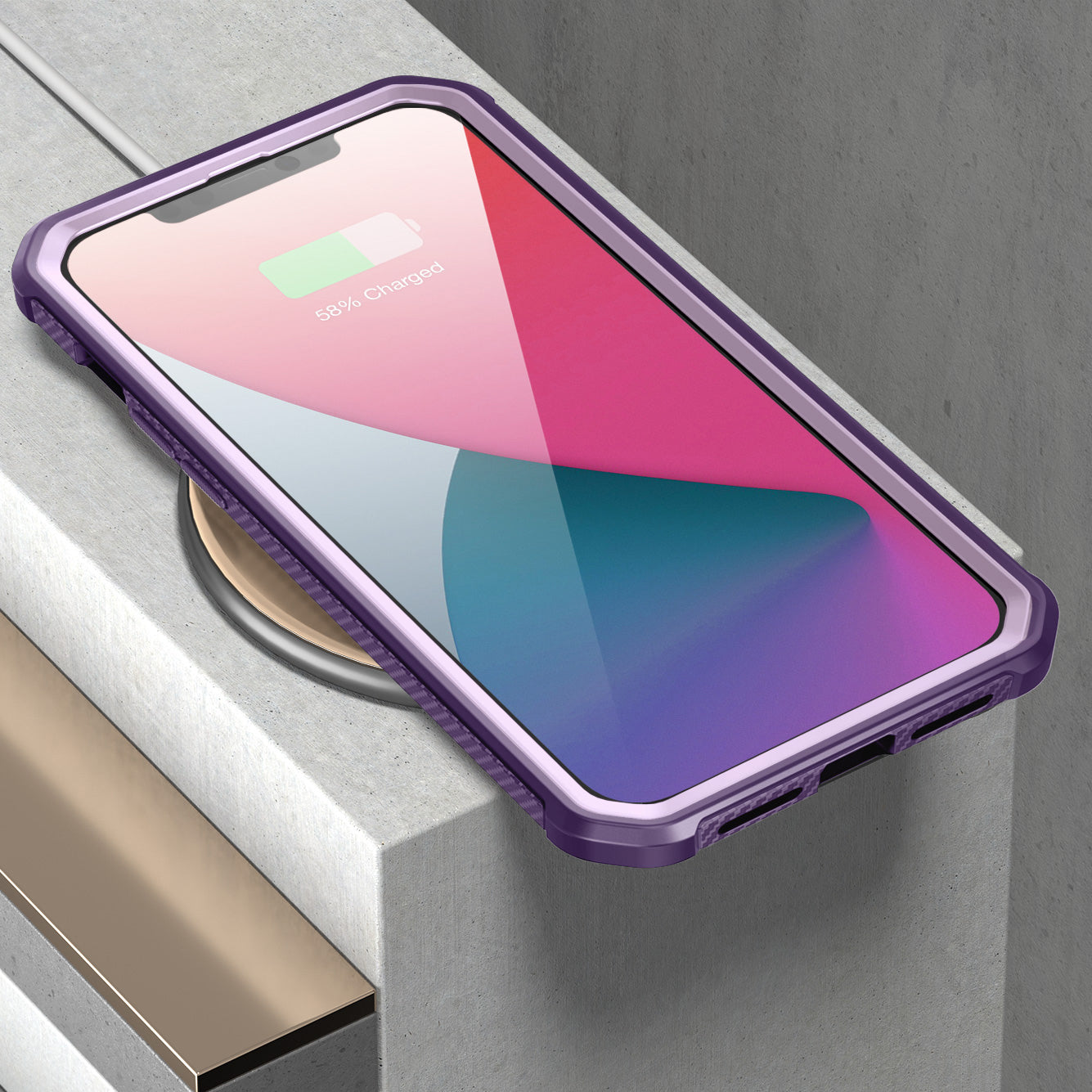 iPhone 12 Pro Max 6.7 Inch Unicorn Beetle Exo Clear Case - Shockproof Protective Cover with Raised Edges (Purple) for Everyday Use, Work & Travel