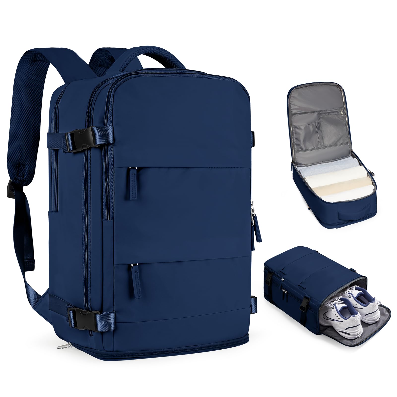 Coofay 40L Travel Backpack for Women - Lightweight Carry On Backpack Airplane Approved, Waterproof Gym Backpack for College, Work & Weekend Trips - Sapphire Blue (Perfect for Business Travel, Hiking & Daily Commute)