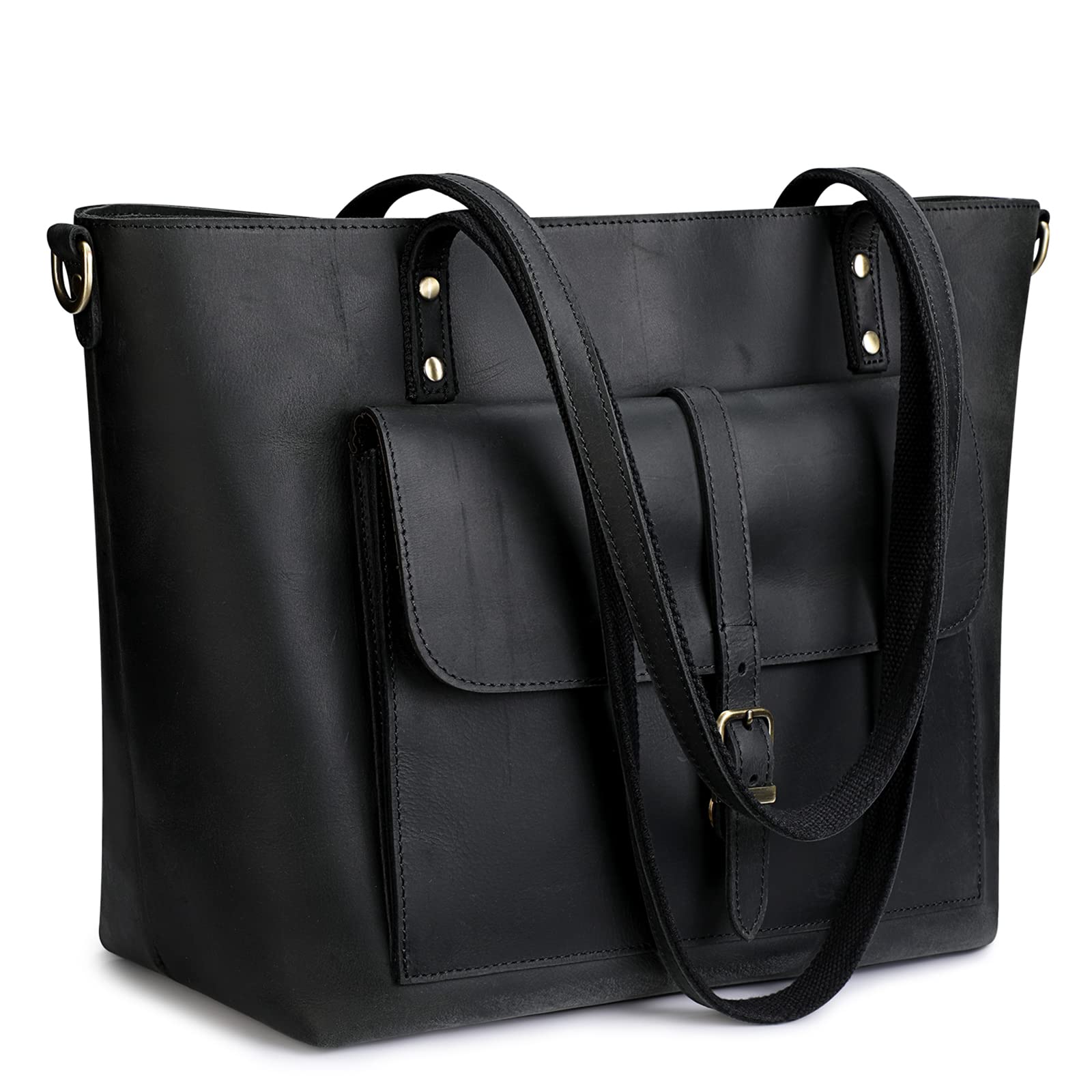 Vintage Genuine Leather Tote Bag for Women - Large Shoulder Purse, Work Handbag - Perfect for Office, Travel & Everyday Use