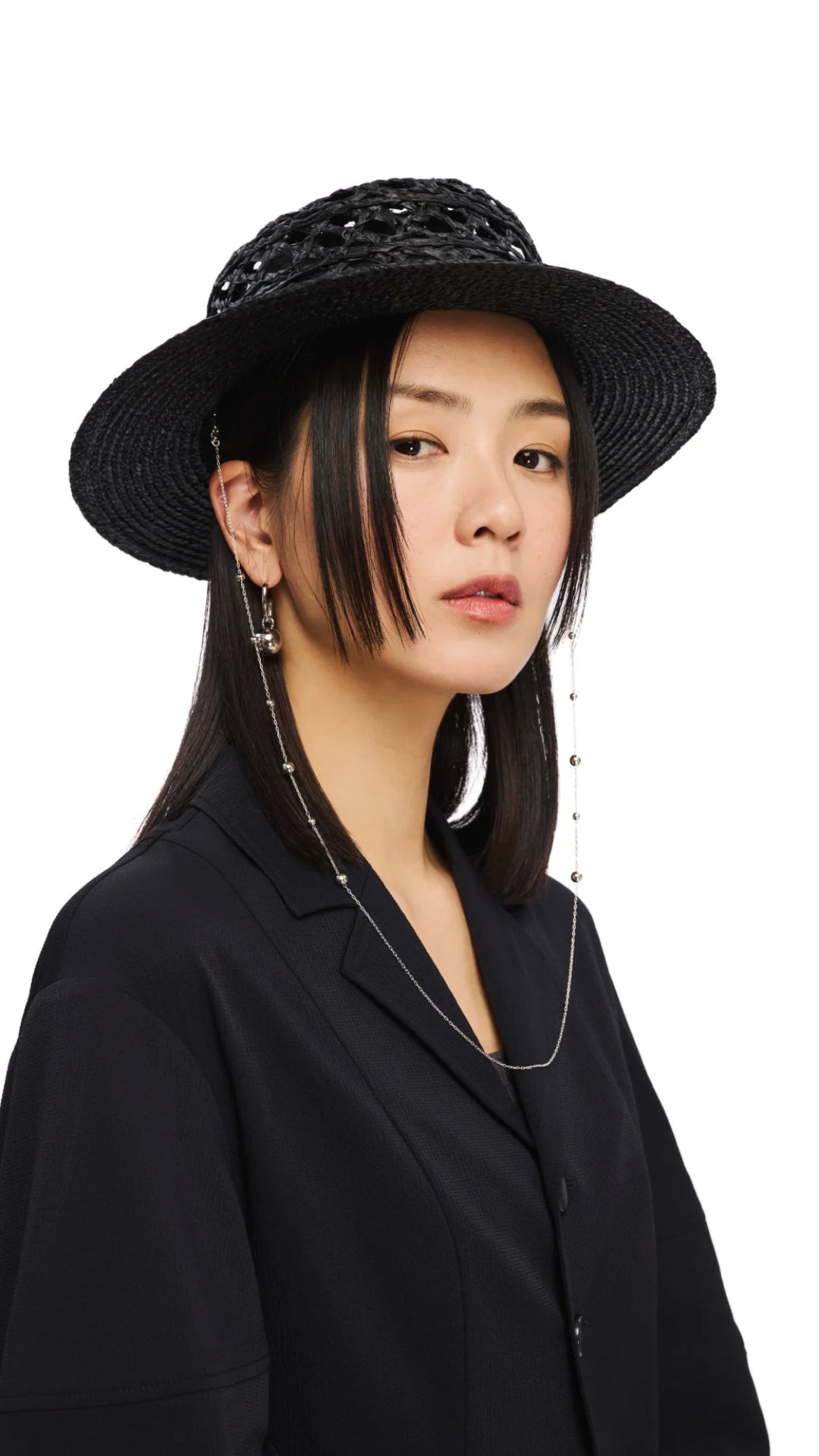 Stylish Raffia Straw Hat with Adjustable Hat Chain - Perfect for Beach, Summer Outfits, and Outdoor Activities