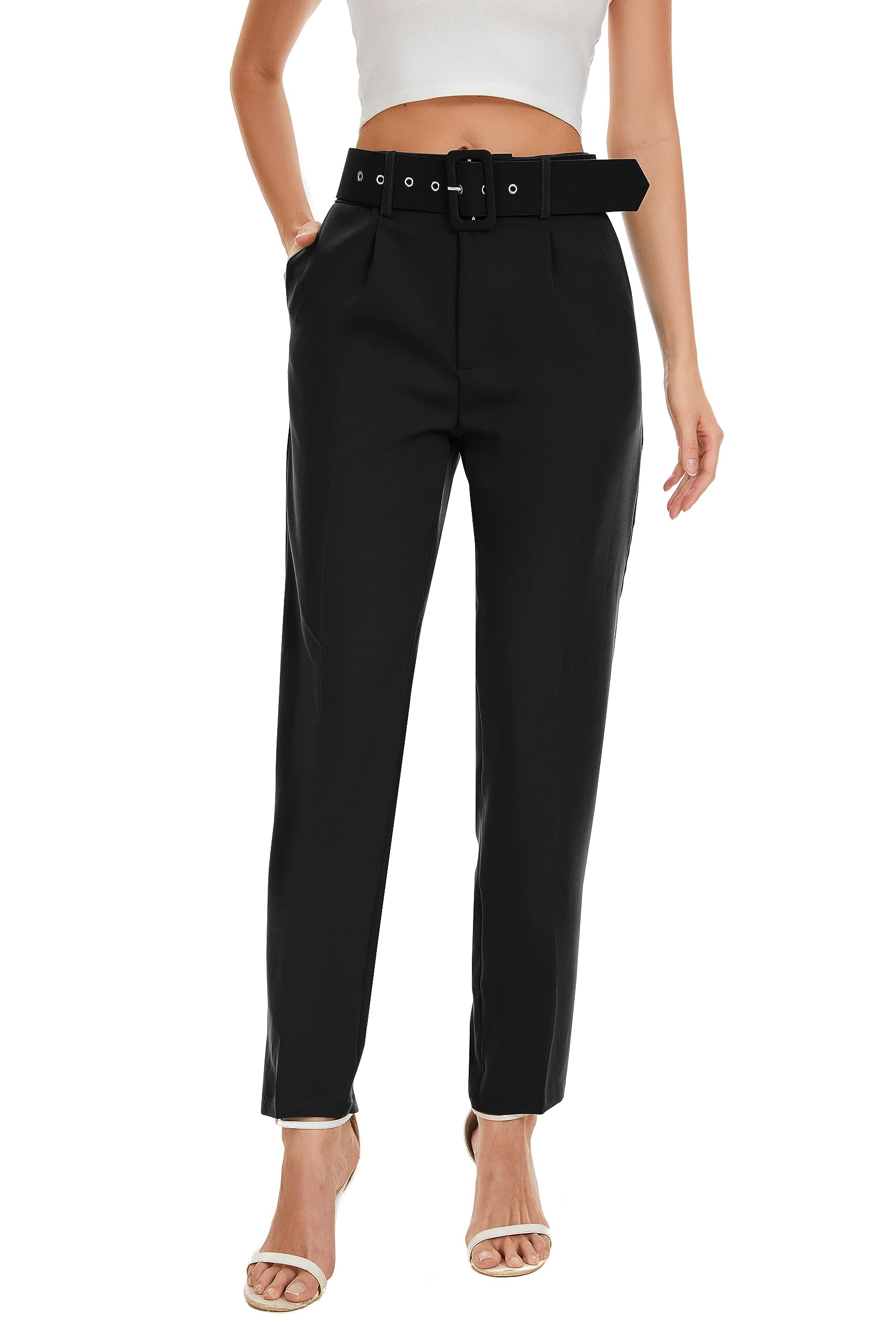 High Waisted Tapered Dress Pants for Women - Professional Business Casual Work Trousers with Pockets | Office Wear, Formal Attire & Everyday Work Pants